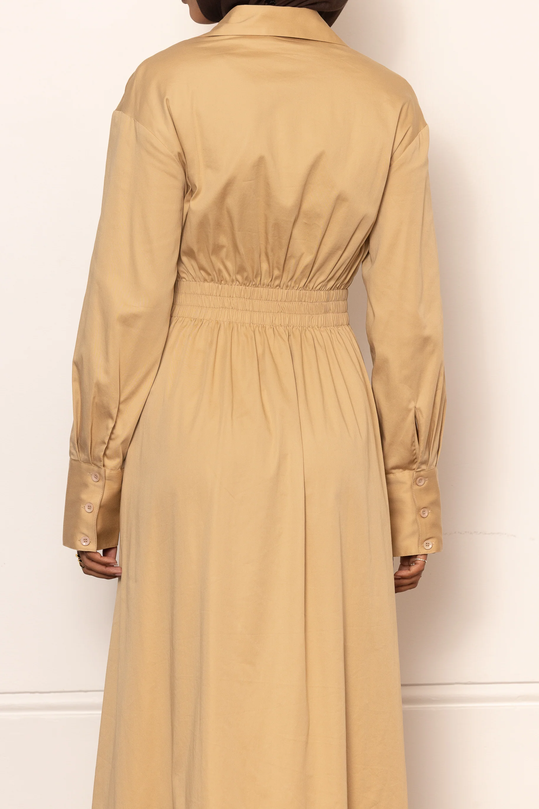 Aaliyah Cotton Shirt Dress - Camel - Image 4