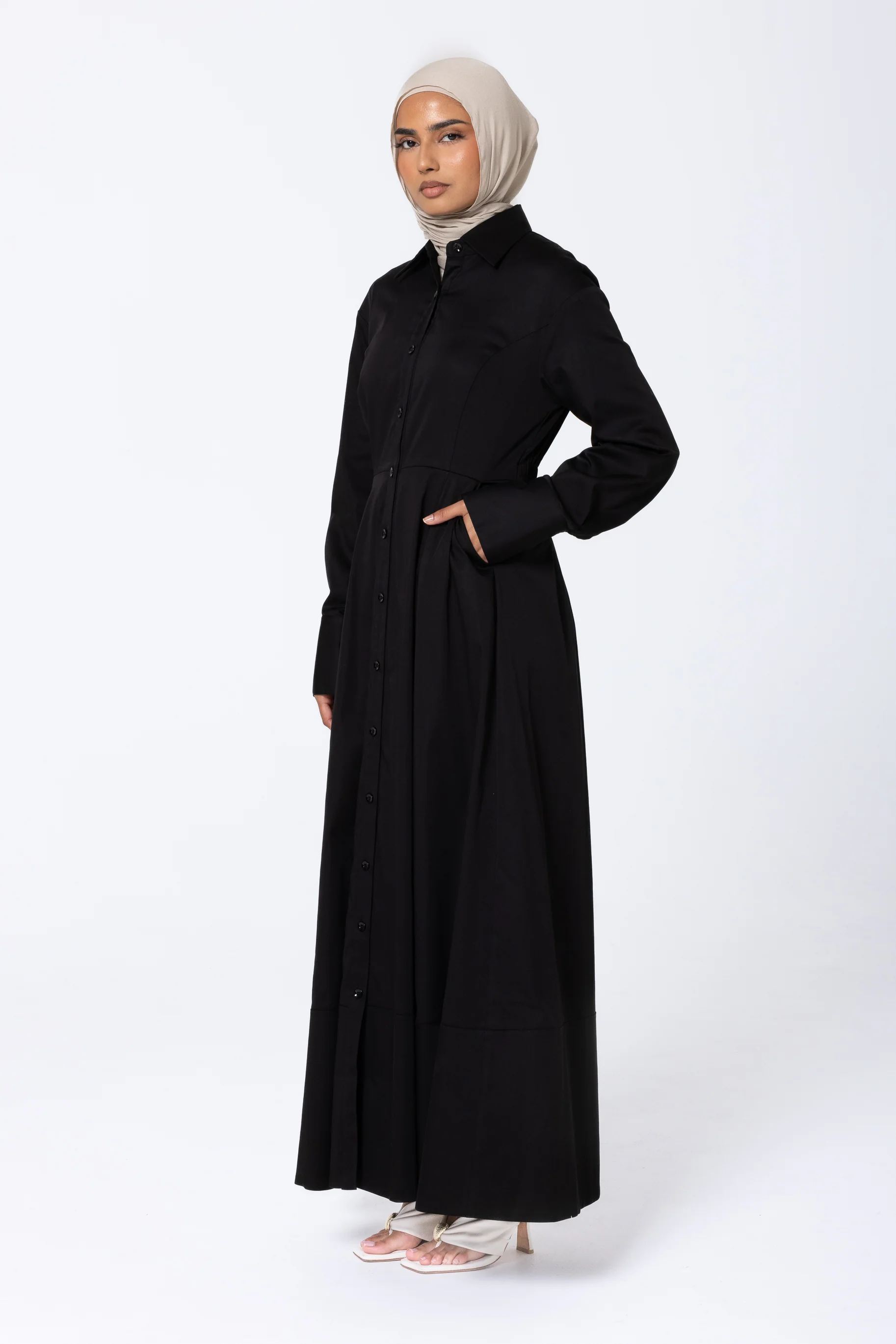 Aaliyah Cotton Shirt Dress - Black - Image 2
