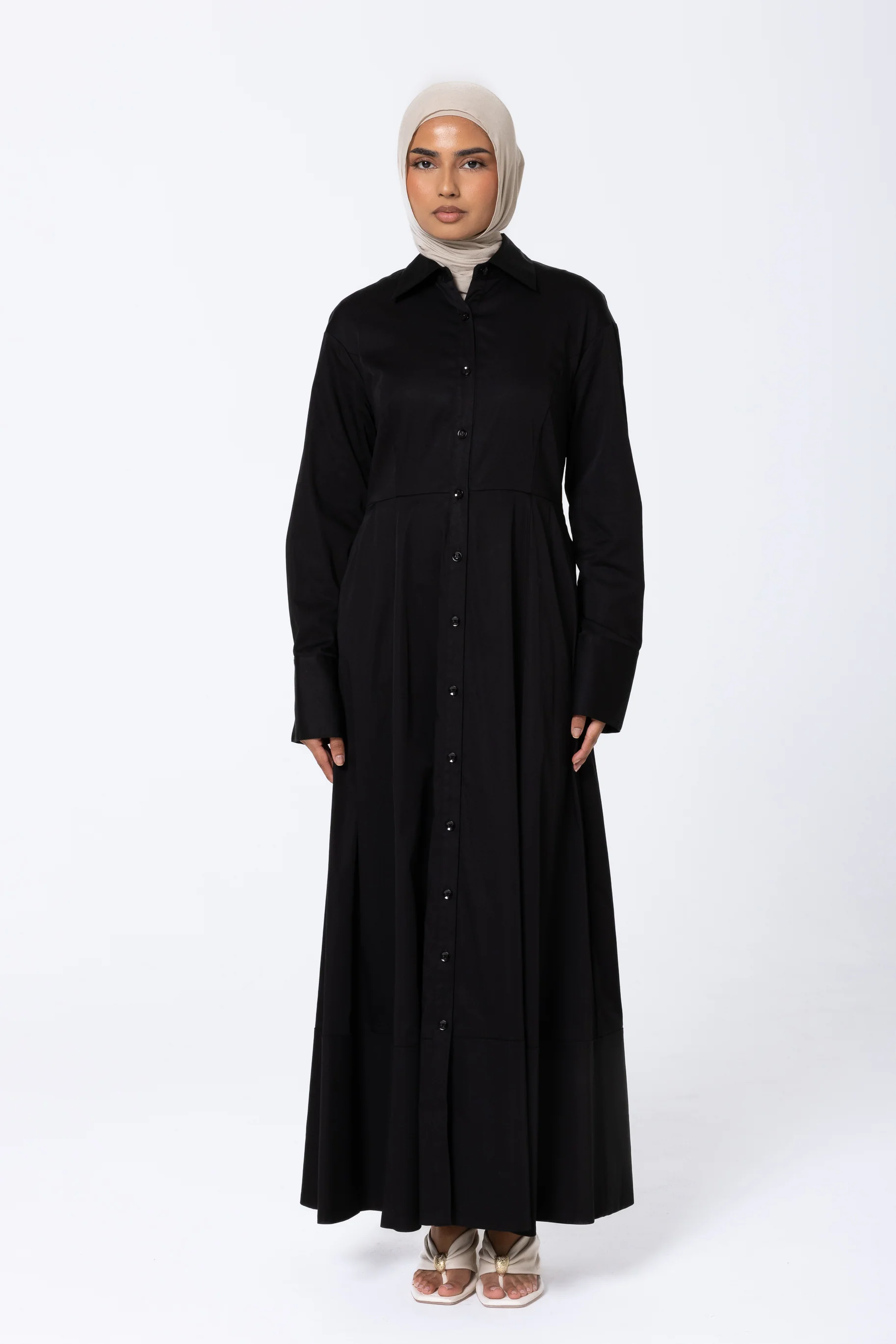 Aaliyah Cotton Shirt Dress - Black - Image 3