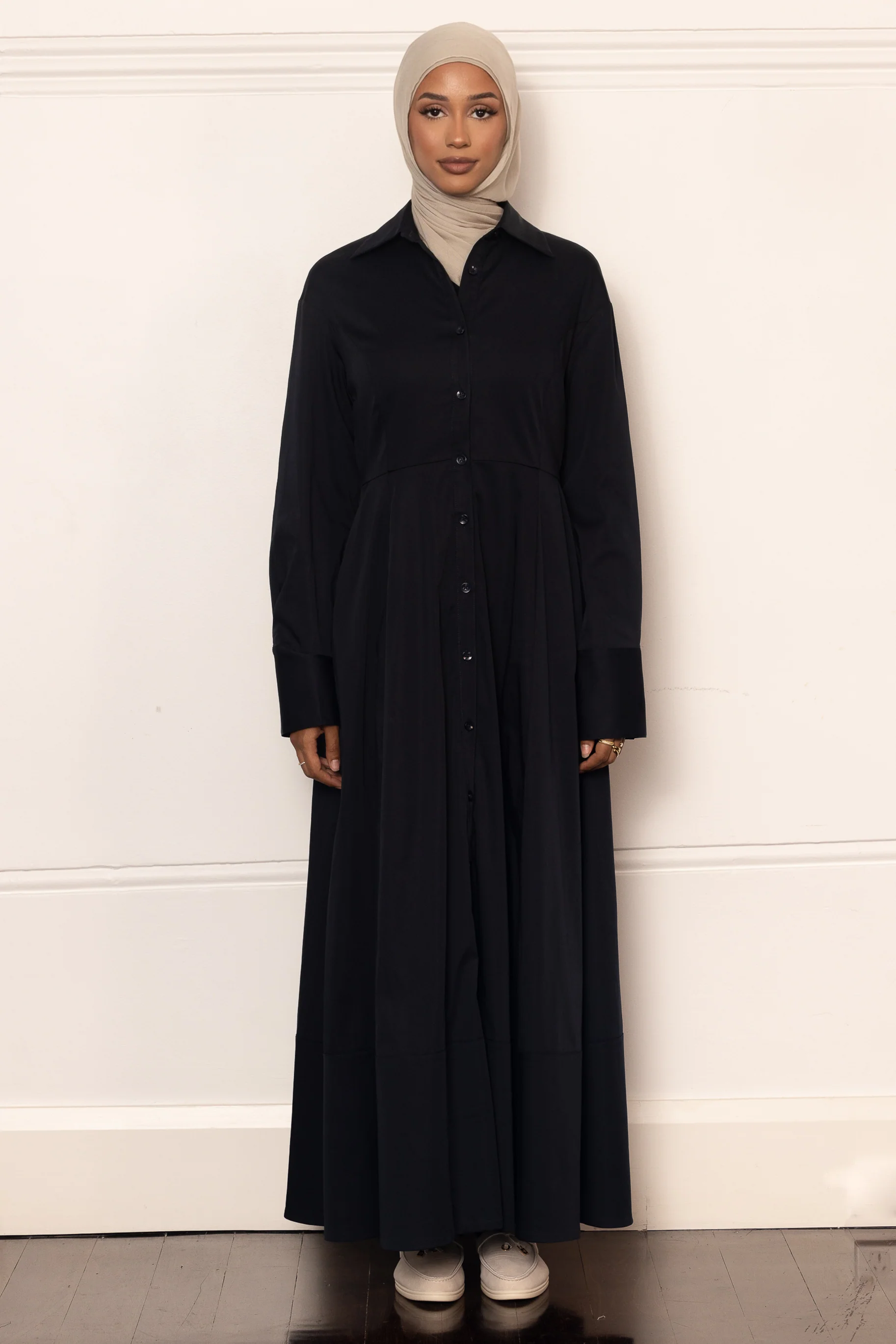 Aaliyah Cotton Shirt Dress - Navy