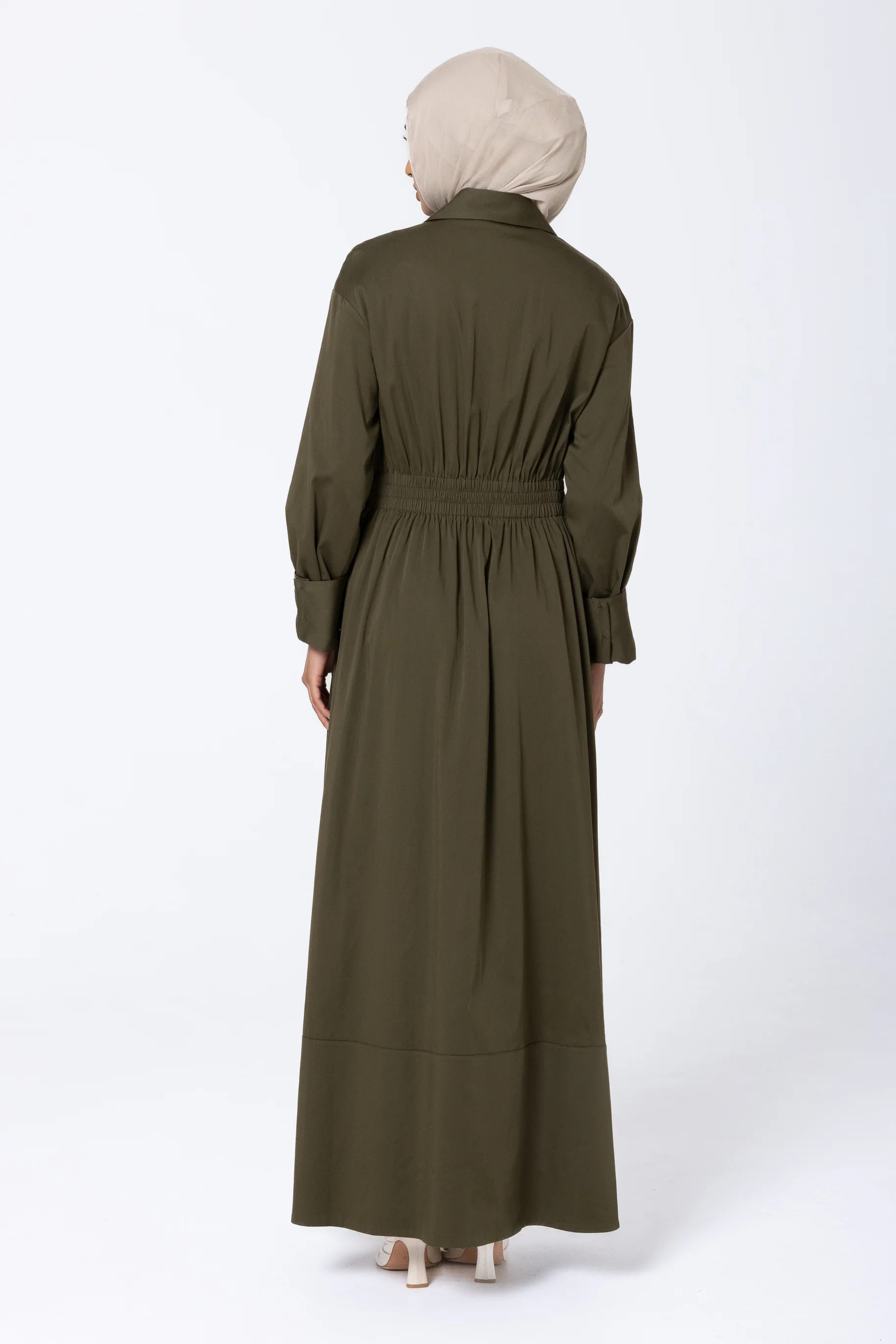 Aaliyah Cotton Shirt Dress - Olive - Image 5