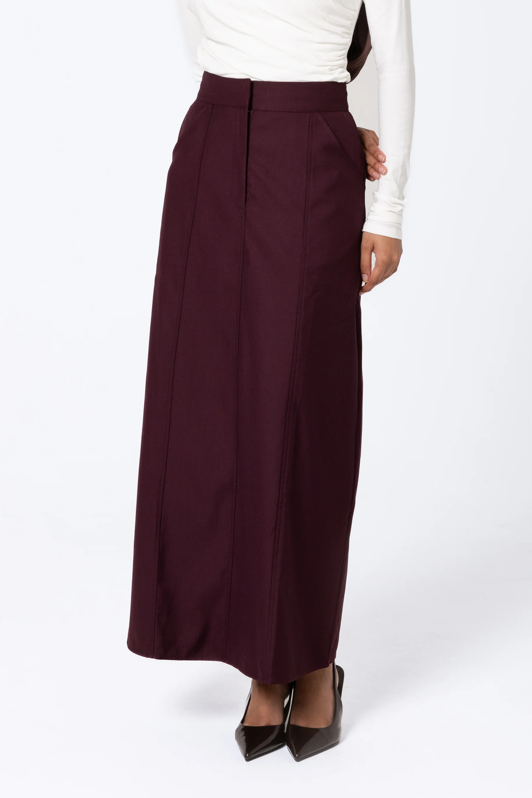 Alexa Pencil Skirt - Mulberry - Image 3