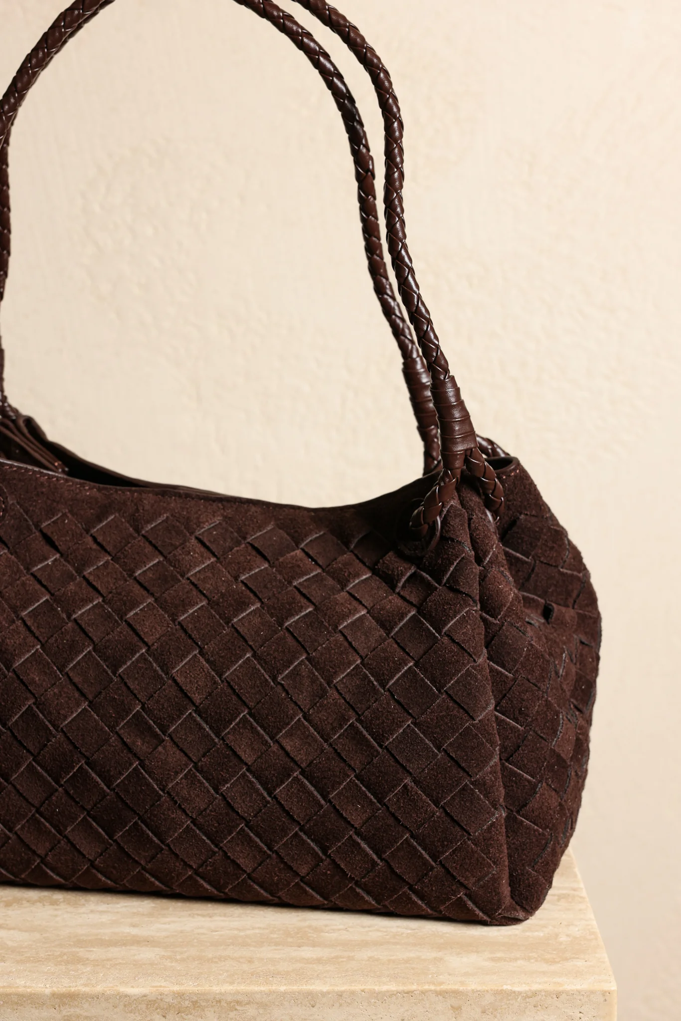 Amia Suede Shoulder Bag - Chocolate - Image 2