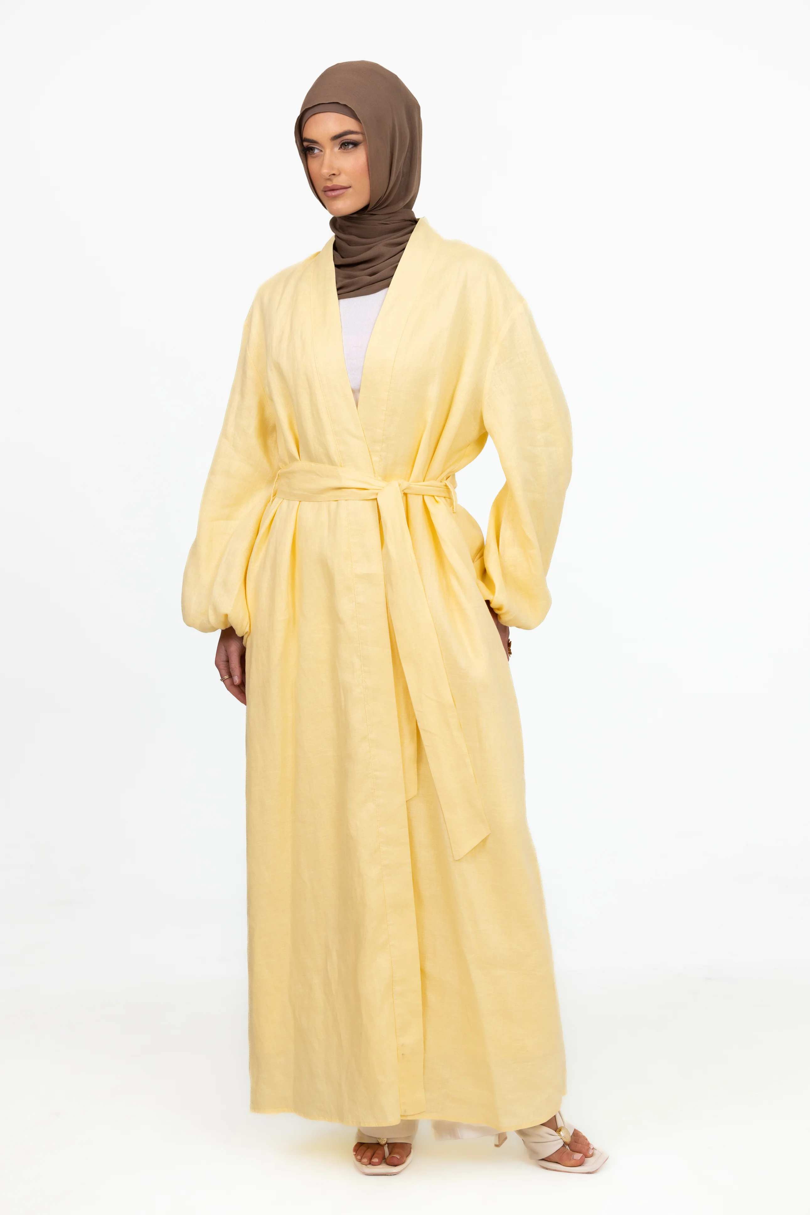 Elaria Open Abaya - Butter Yellow - Image 4