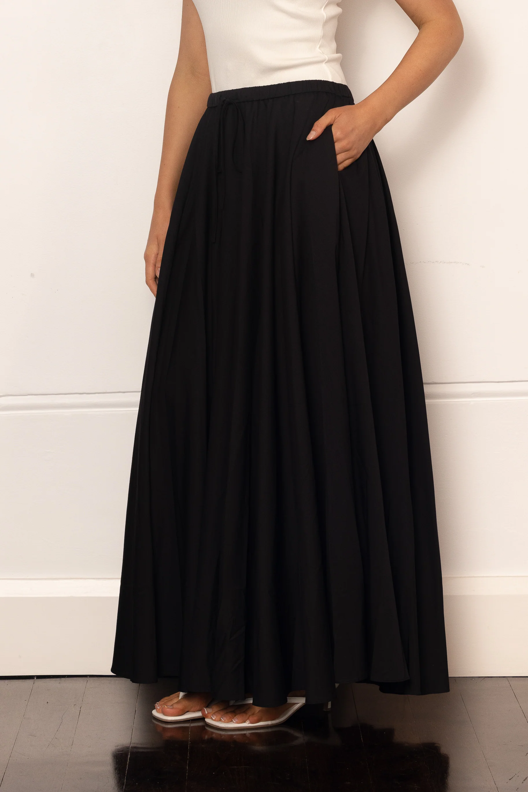 Azrina Drawstring Skirt - Black - Image 3