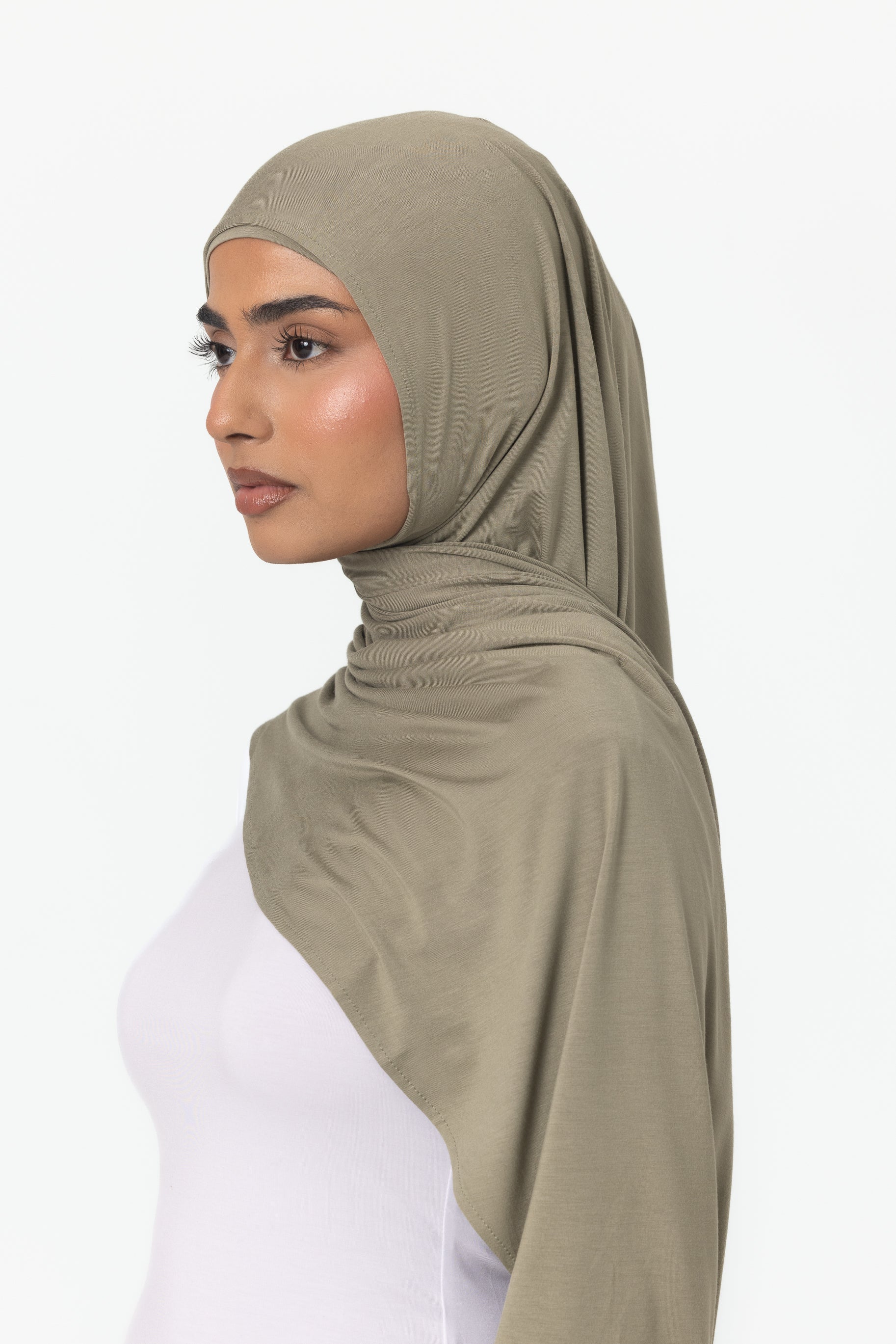 Bamboo Jersey Hijab Set - Olive - Image 3