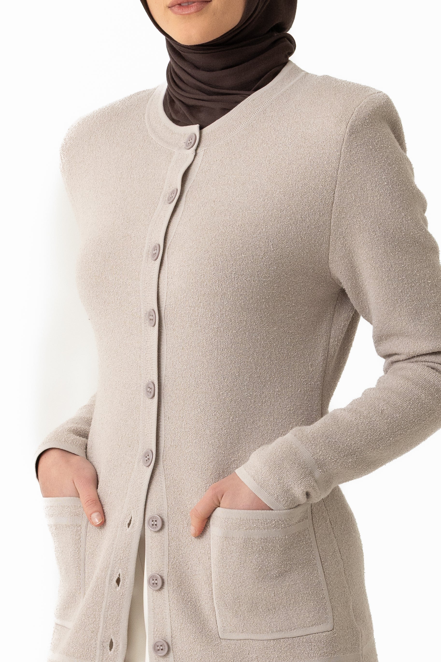 Batul Boucle Cardigan - Stone - Image 4