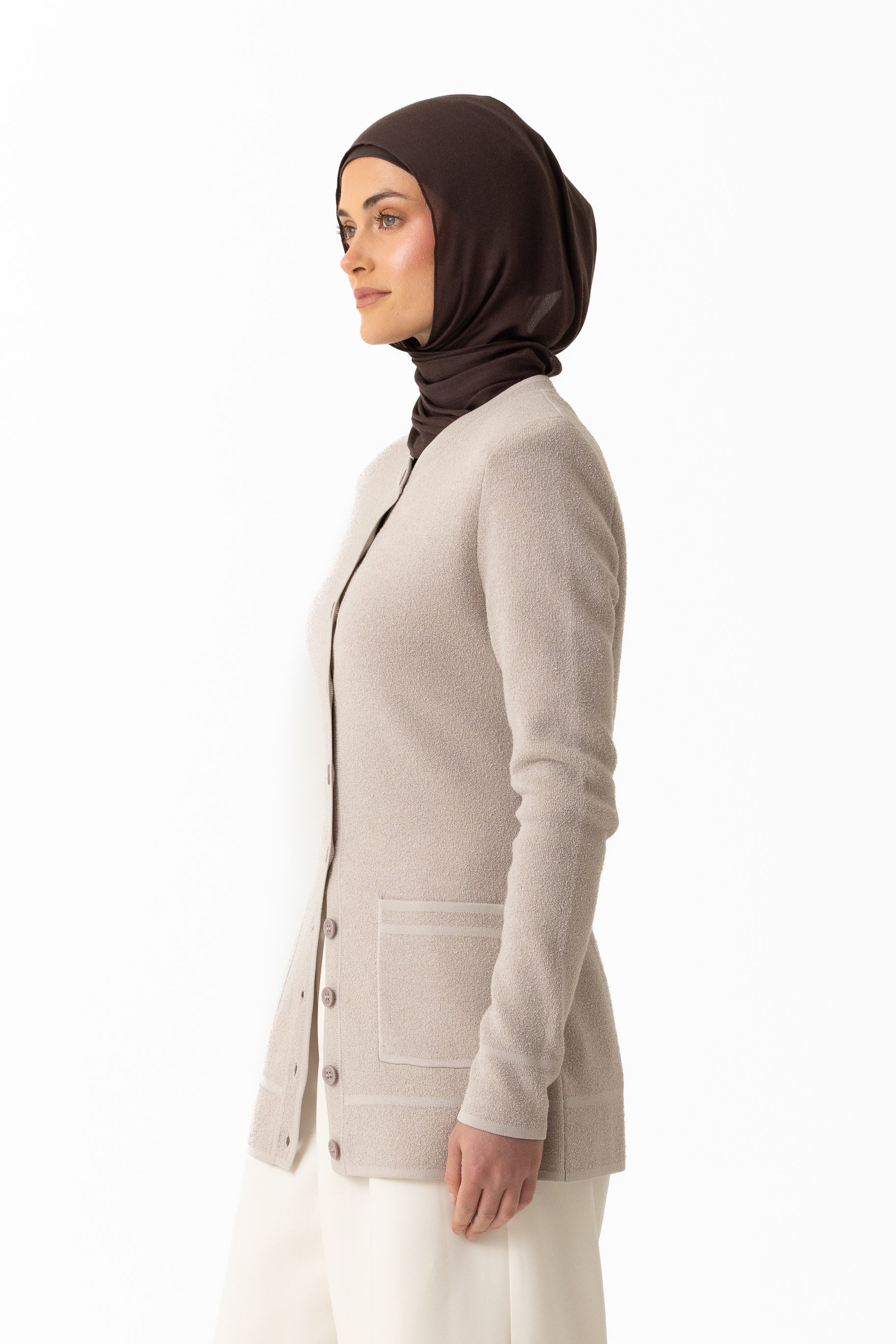 Batul Boucle Cardigan - Stone - Image 5