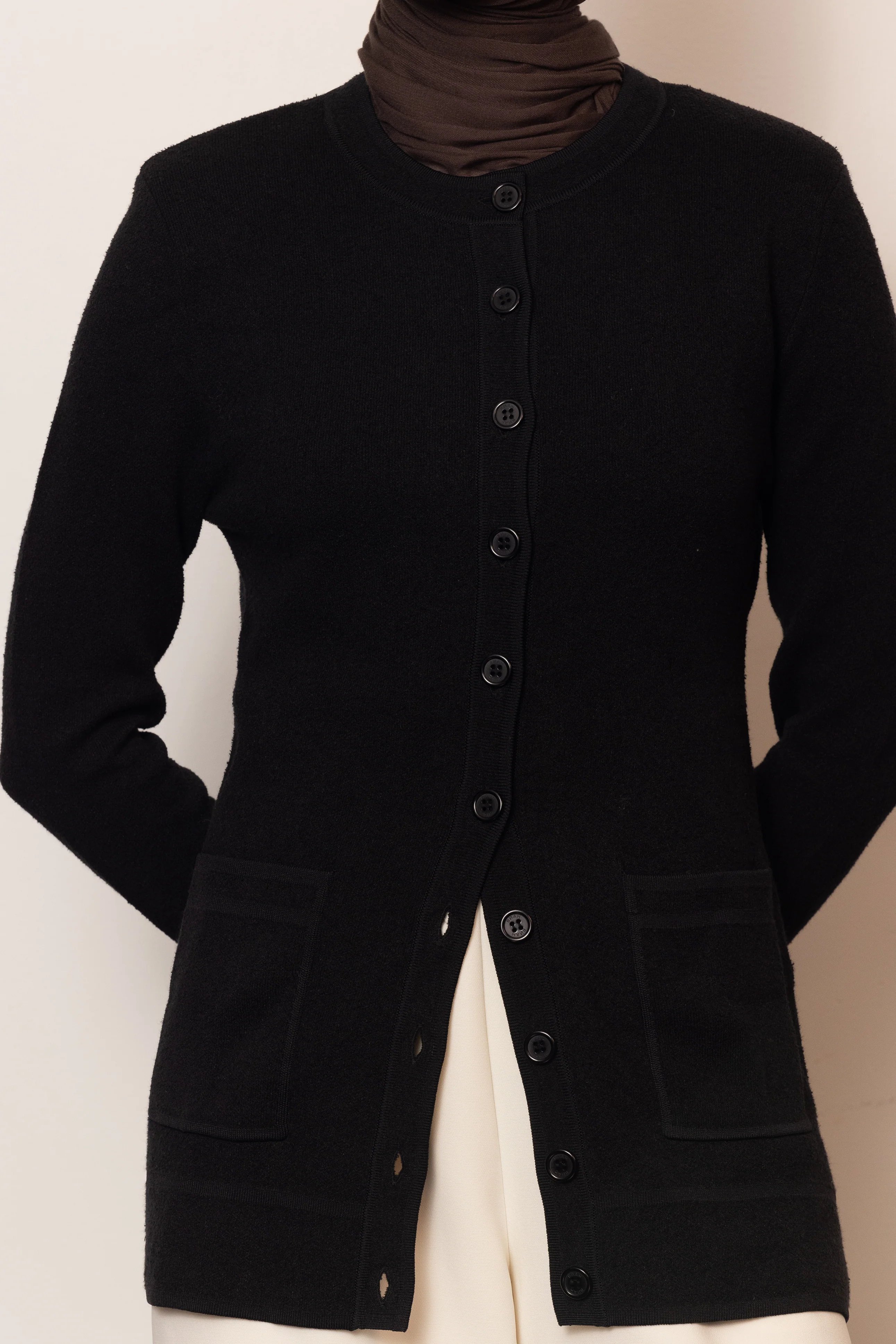 Batul Boucle Cardigan - Black - Image 4