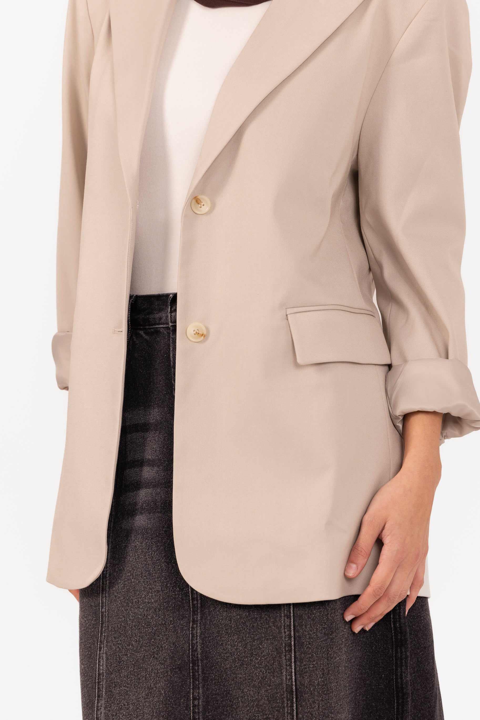 Bianca Oversized Blazer - Stone - Image 2