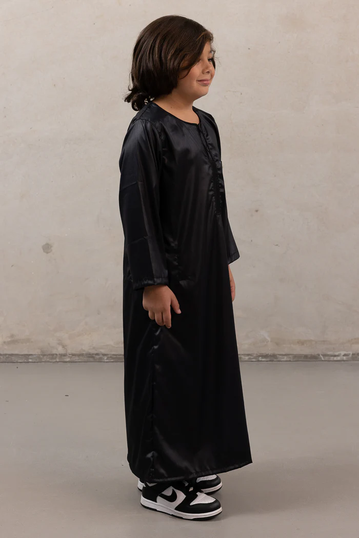 Boys Ikaf Long Sleeve Abaya - Black - Image 3