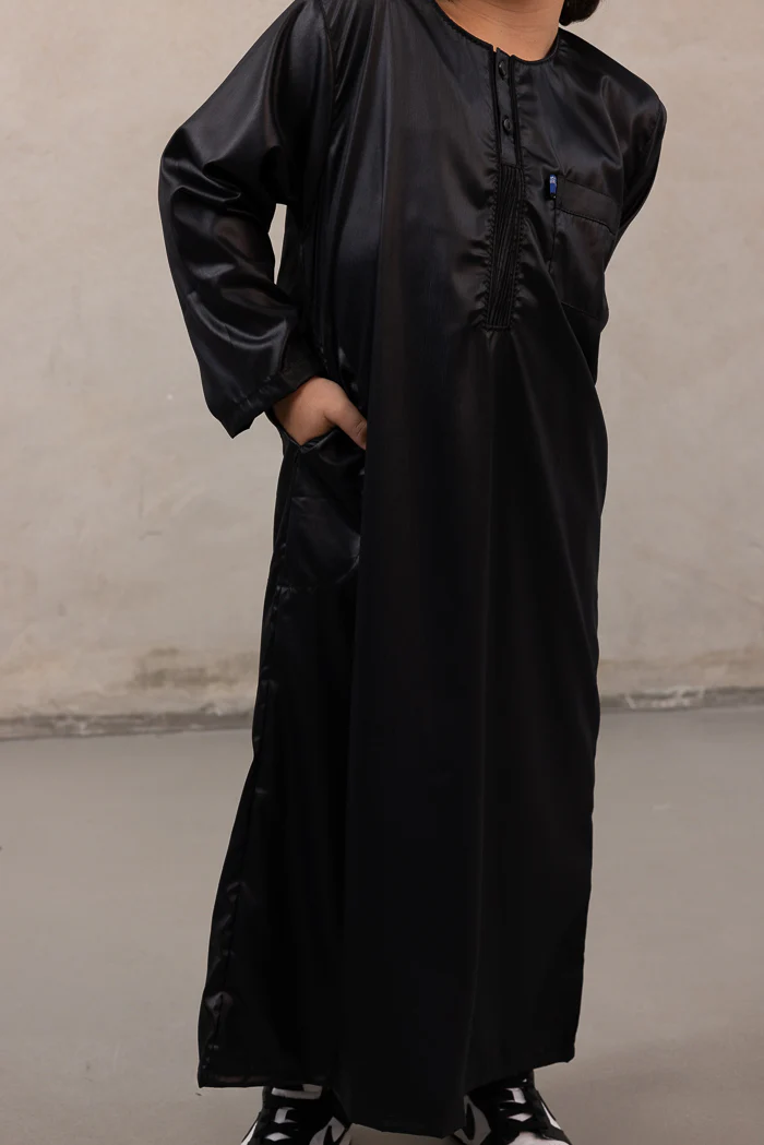 Boys Ikaf Long Sleeve Abaya - Black - Image 5