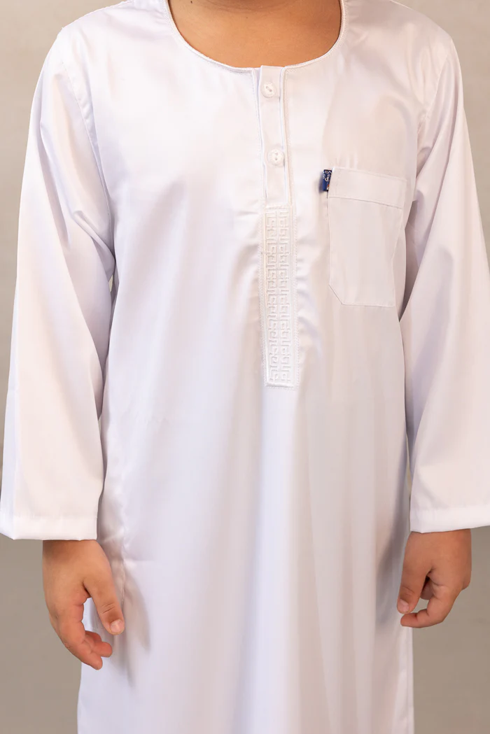Boys Ikaf Long Sleeve Abaya - White - Image 5