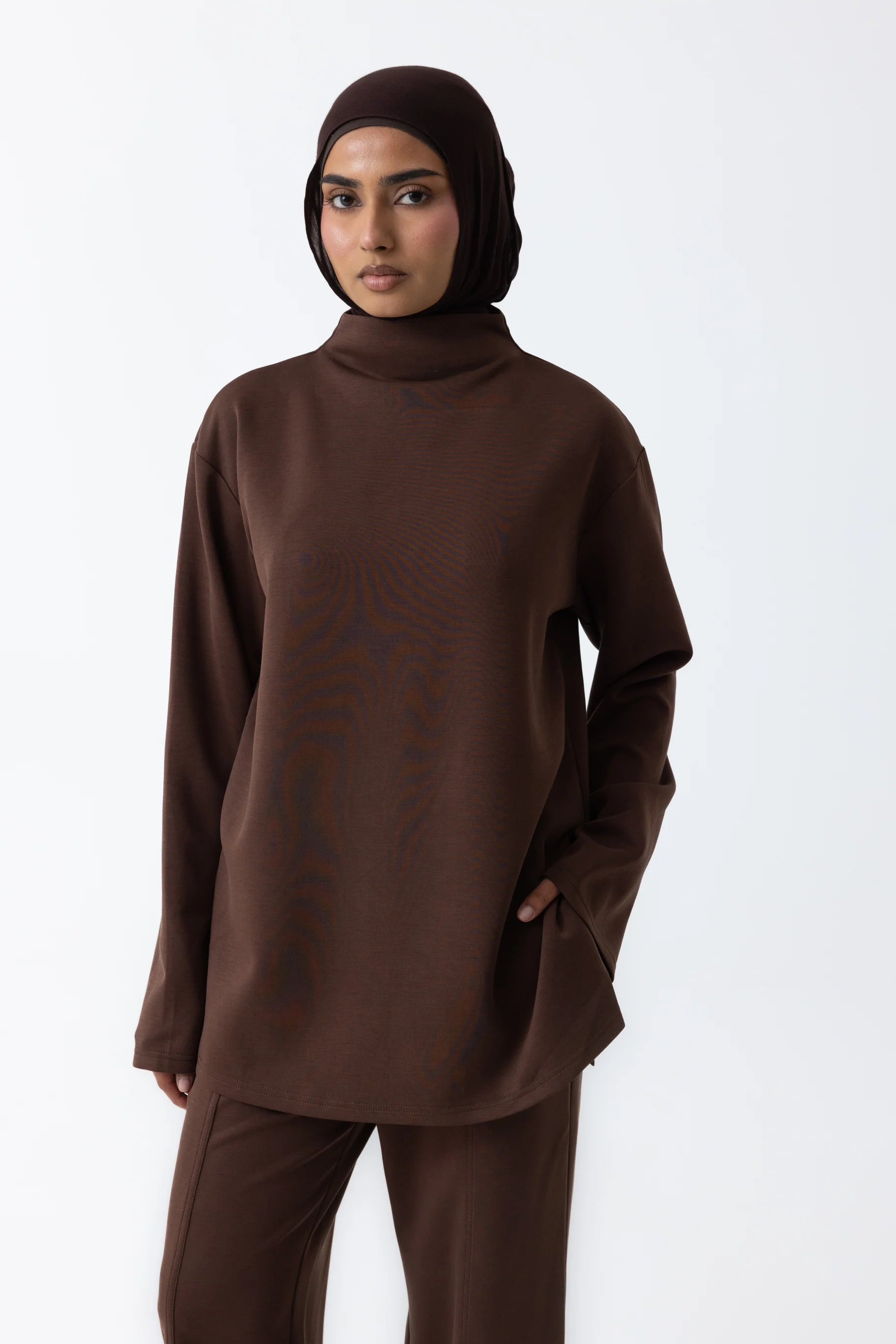 Comfort High Neck Top - Espresso