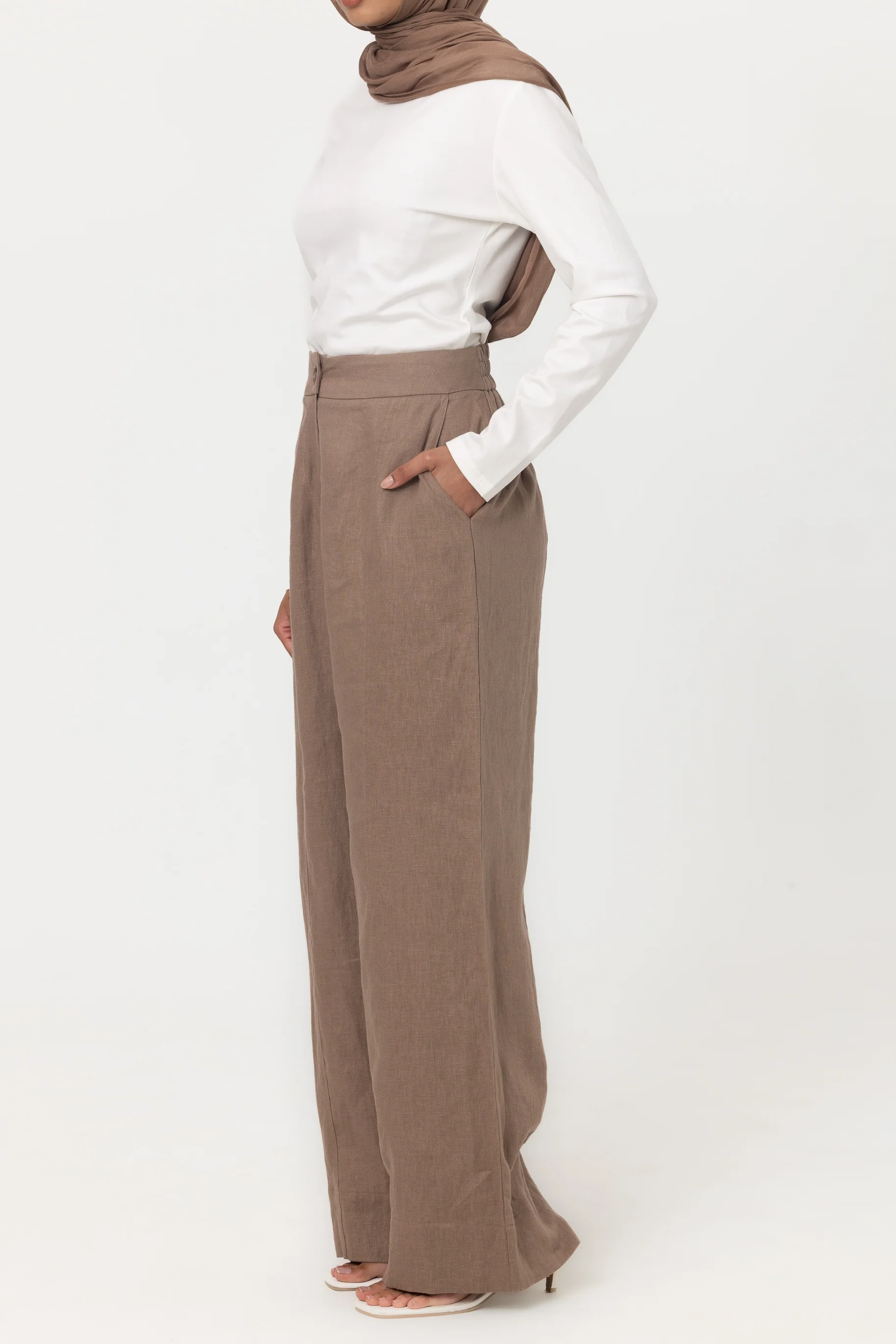 Anaya Wide Leg Pants - Mocha - Image 3