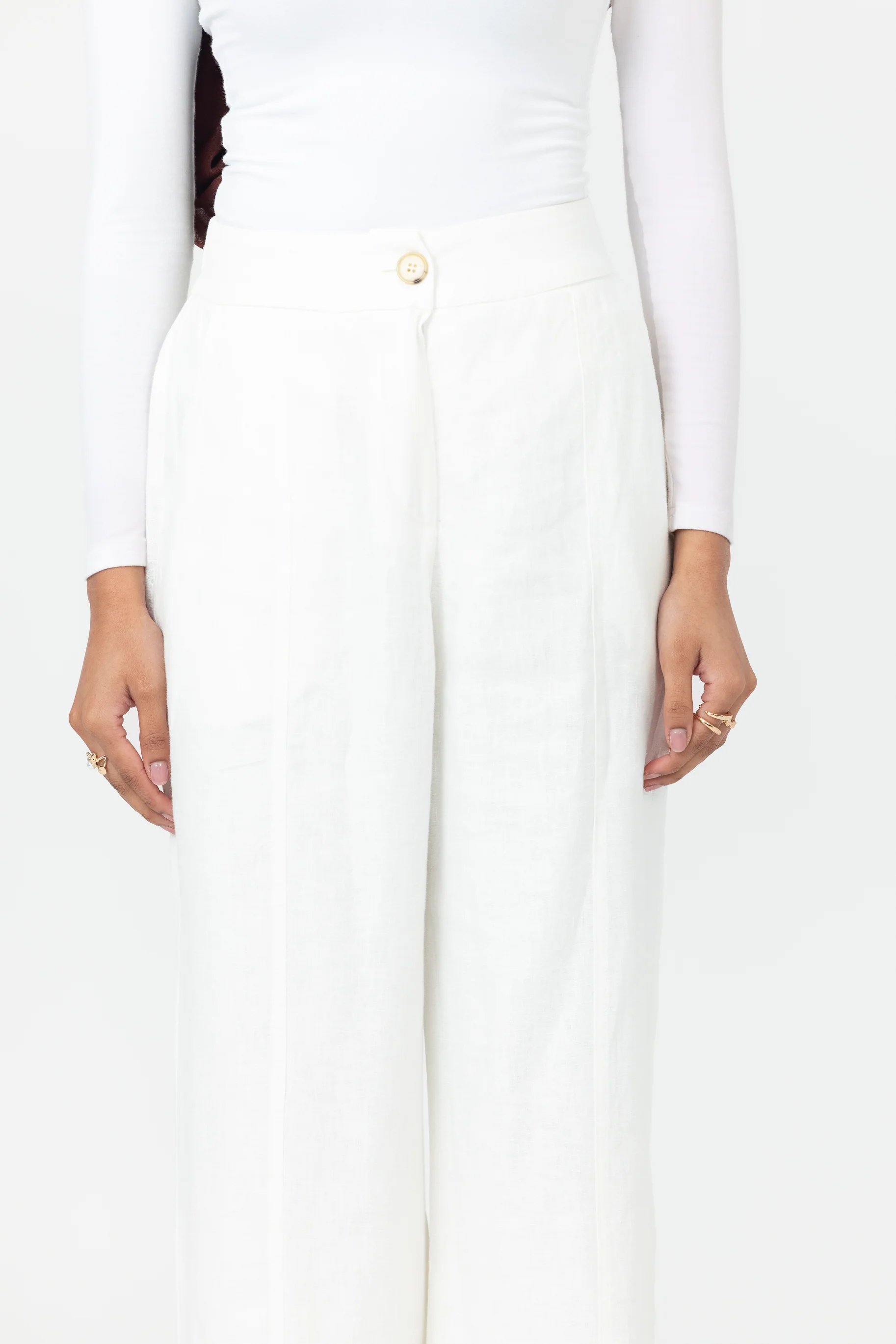 Anaya Wide Leg Pants - White - Image 3