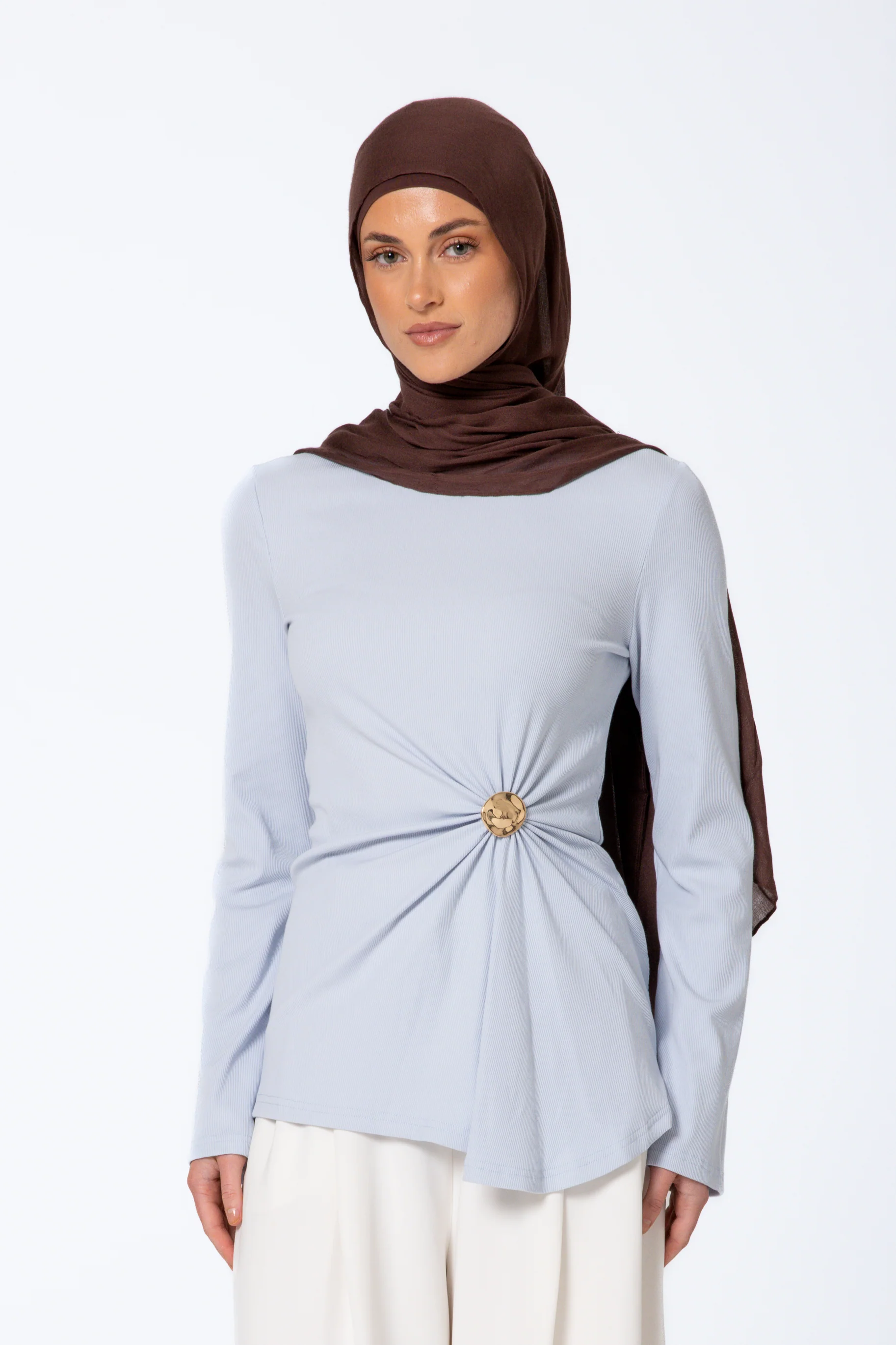Daria Detail Top - Powder Blue - Image 4