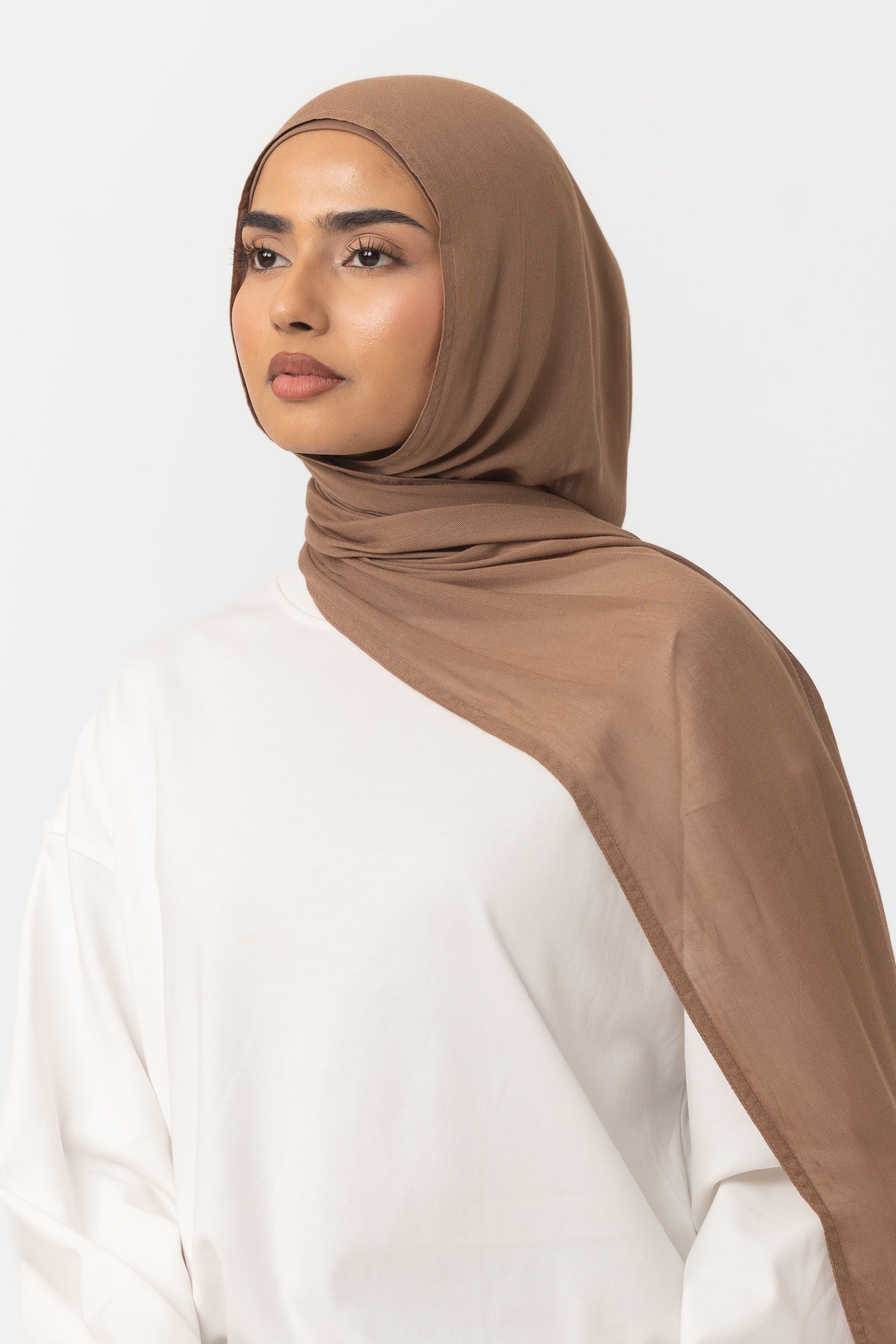 Double Stitched Modal Hijab Set - Truffle - Image 3