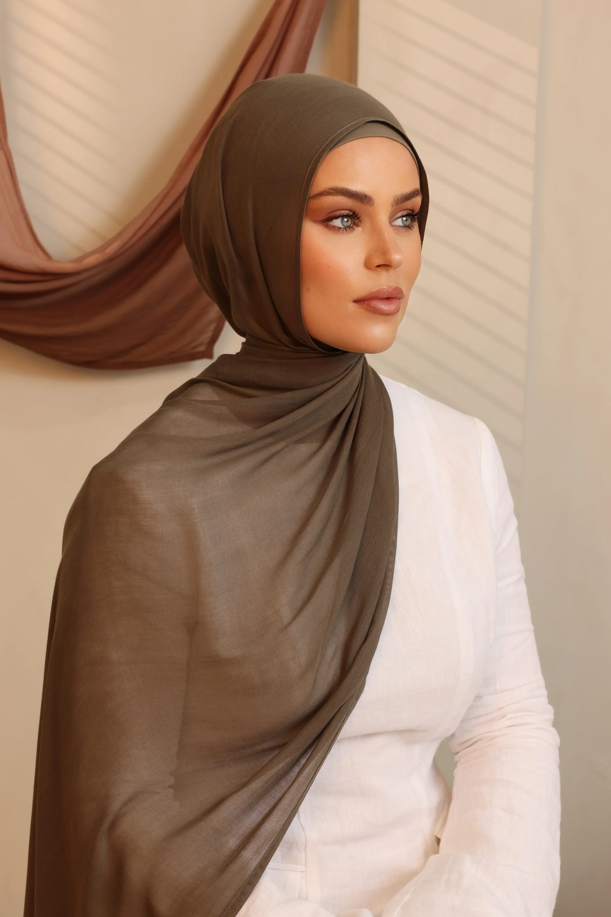 Double Stitched Modal Hijab Set - Warm Lead - Image 3