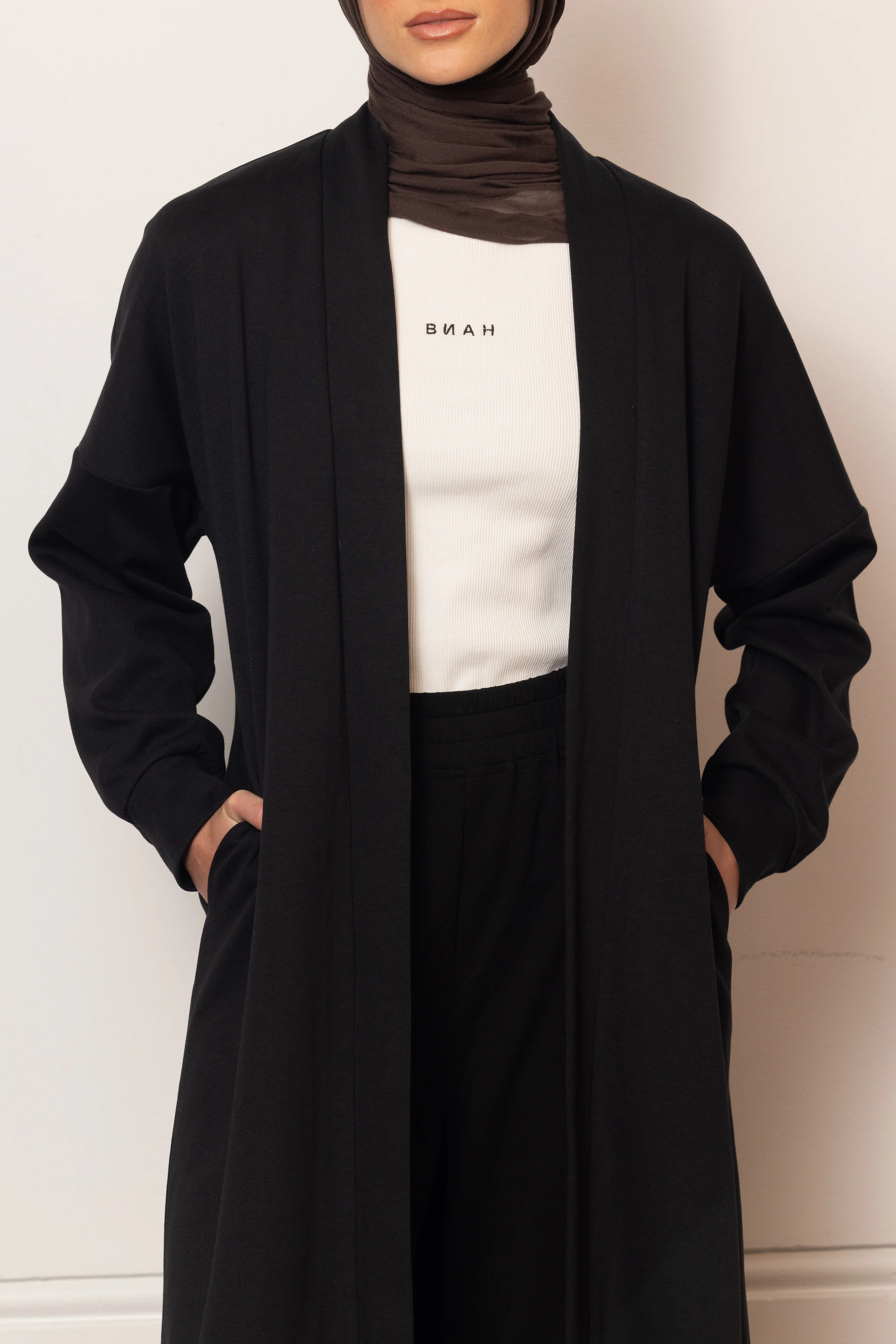 Everyday Winter Open Abaya - Black - Image 3