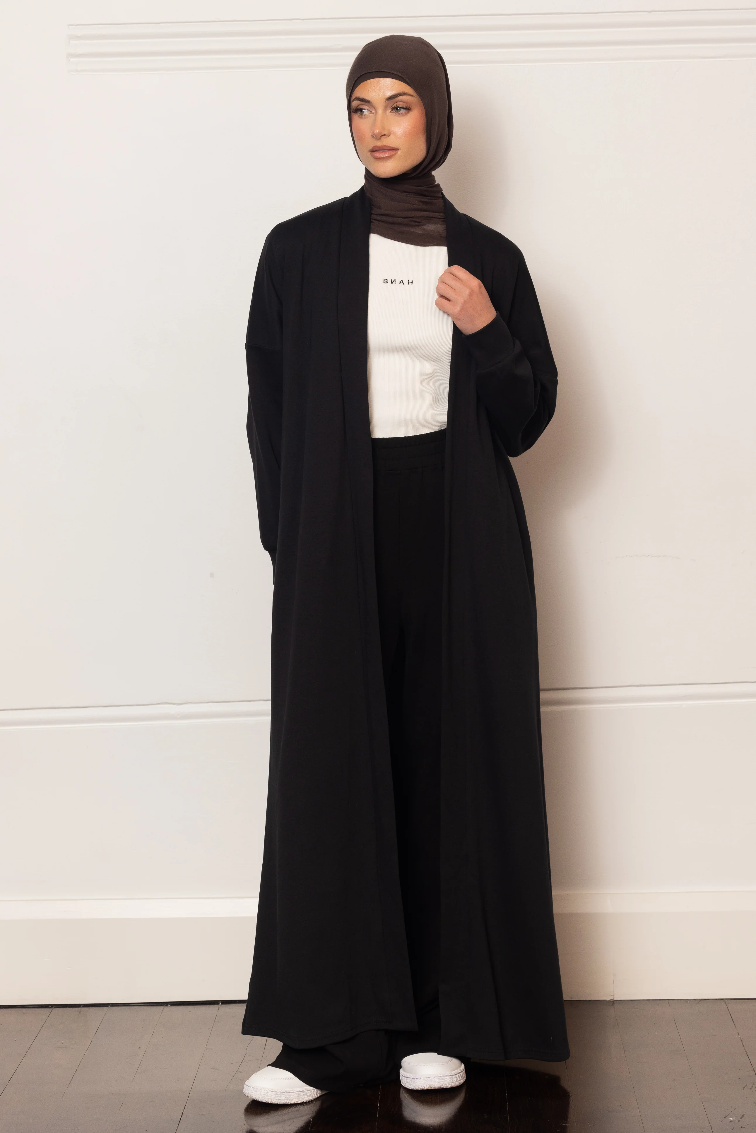 Everyday Winter Open Abaya - Black - Image 4
