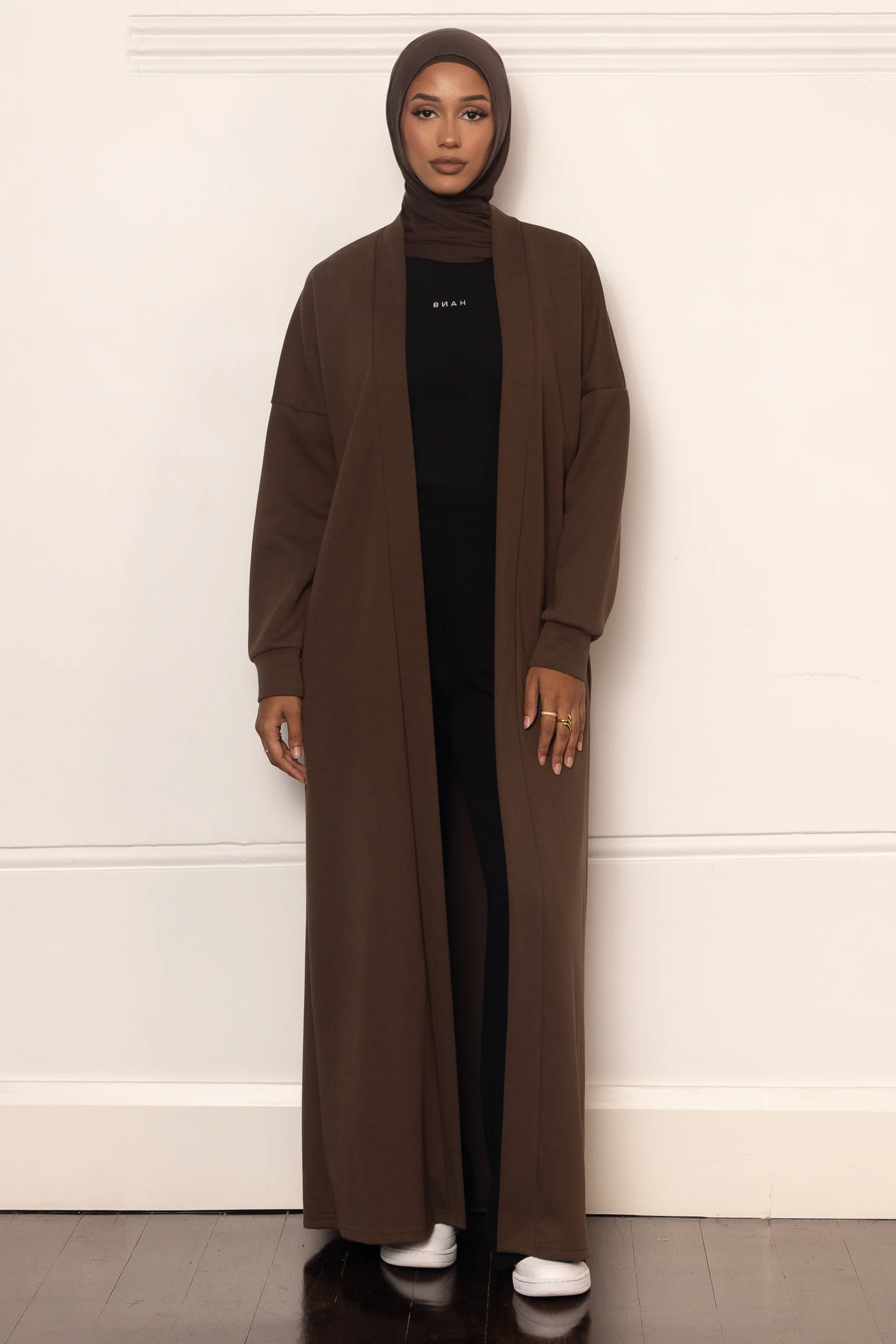 Everyday Winter Open Abaya - Espresso - Image 2