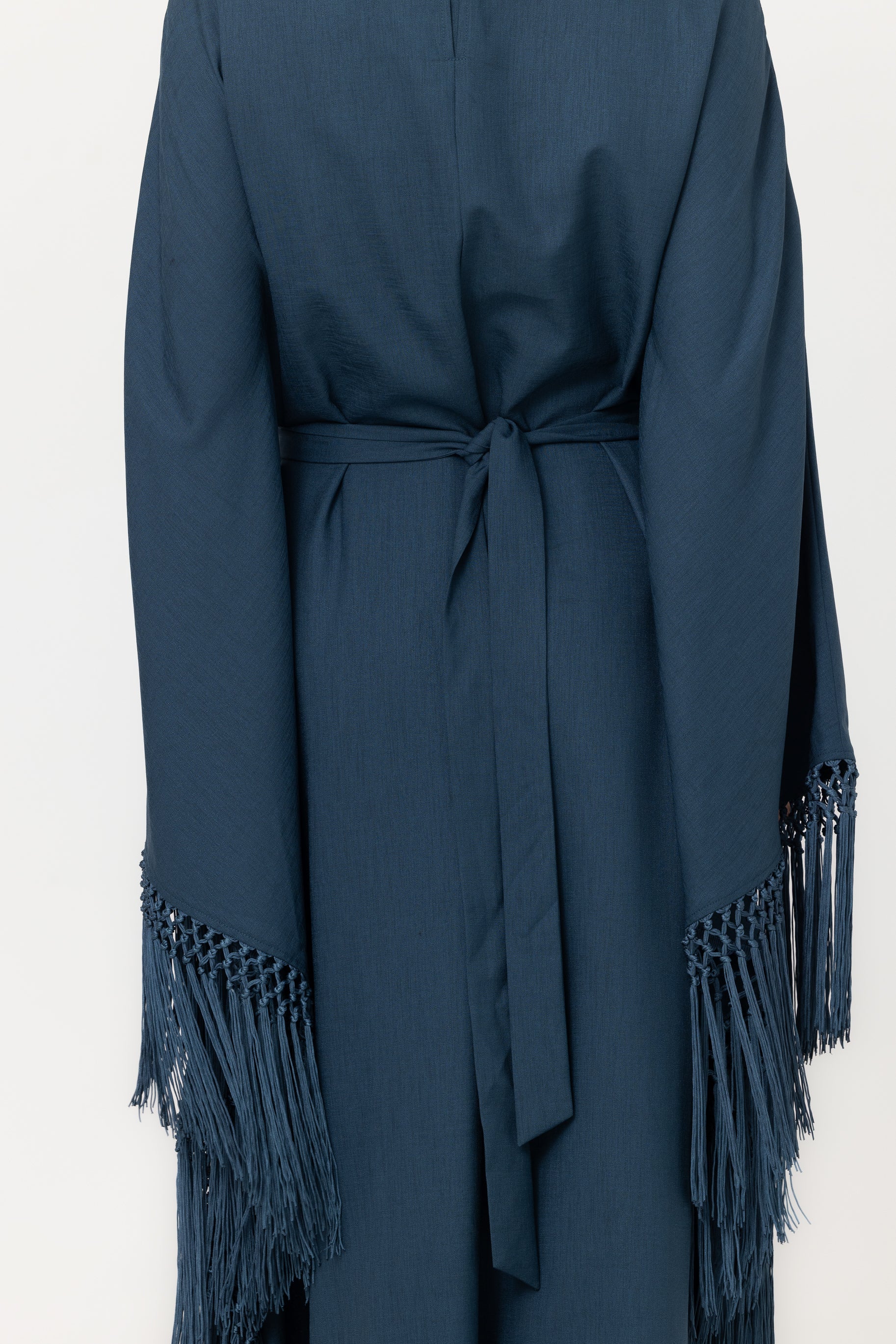 Fringed Batwing Abaya - Crystal Teal - Image 4