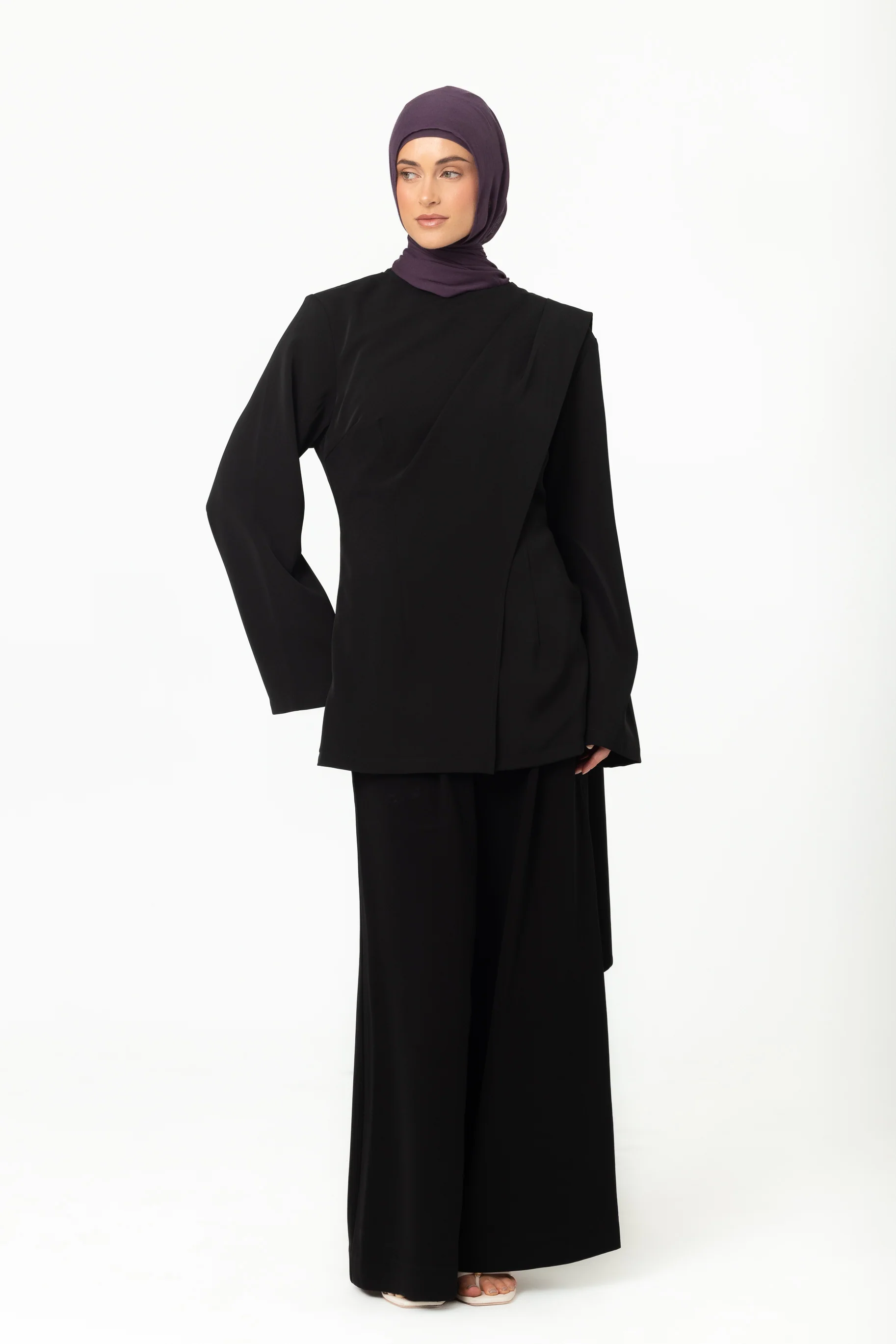 Gardenia Drape Top - Black - Image 3