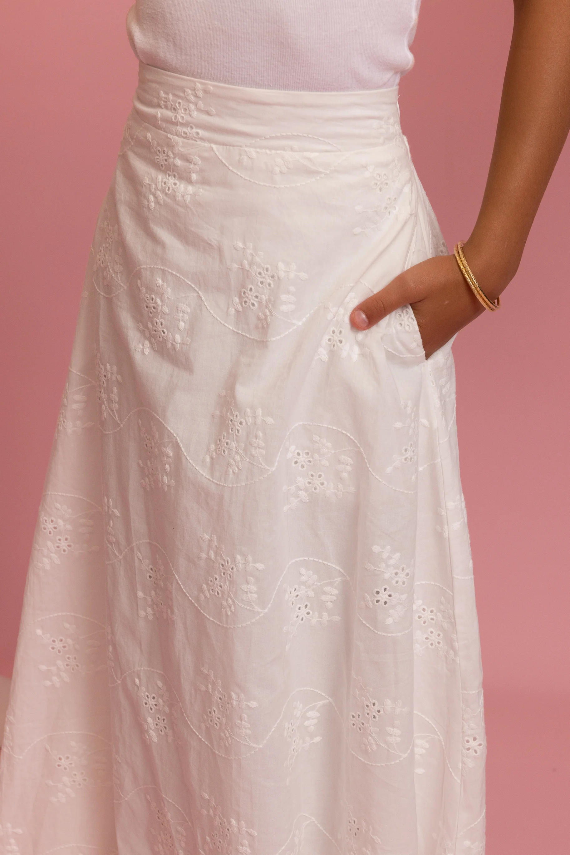Mini Embroidered Skirt - White - Image 3