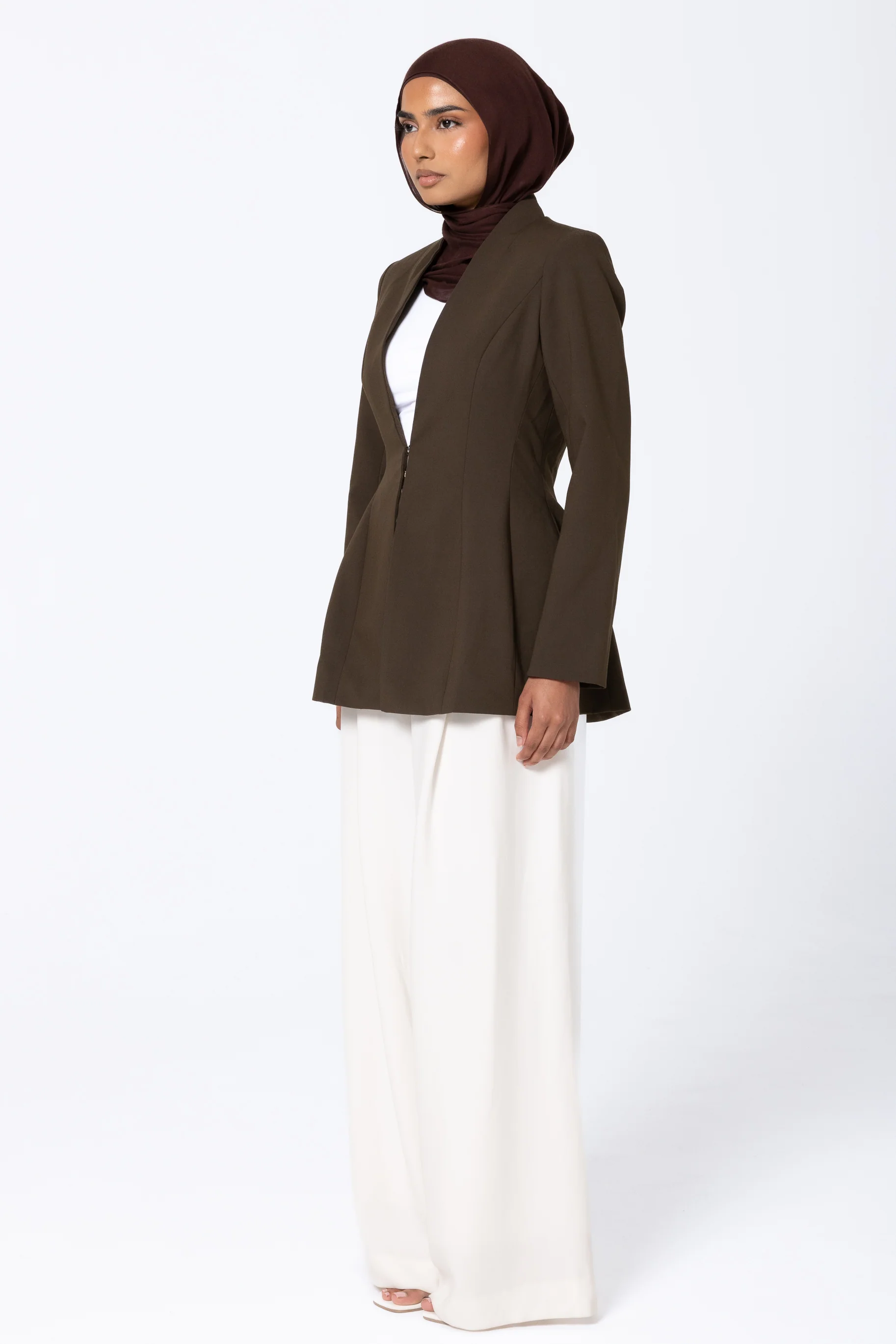 Heidi Hourglass Blazer - Olive - Image 3