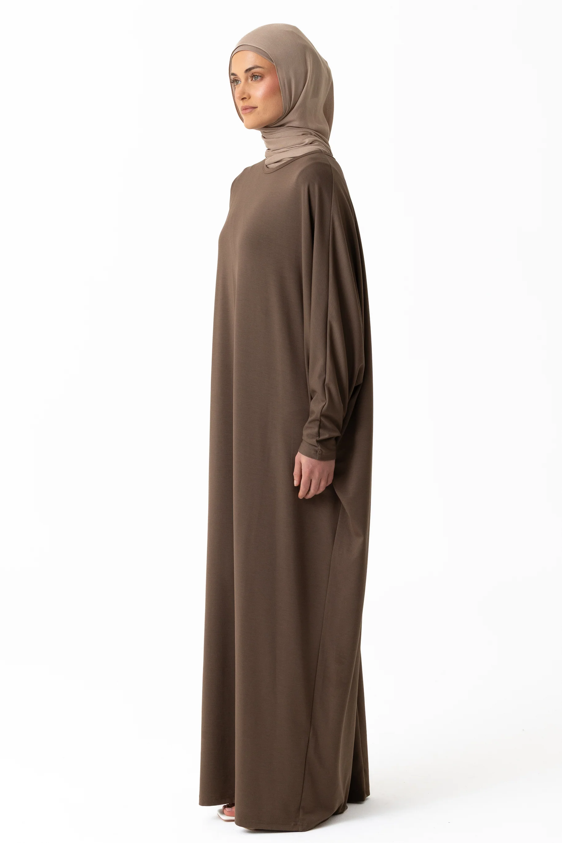 Jersey Batwing Abaya - Truffle - Image 2
