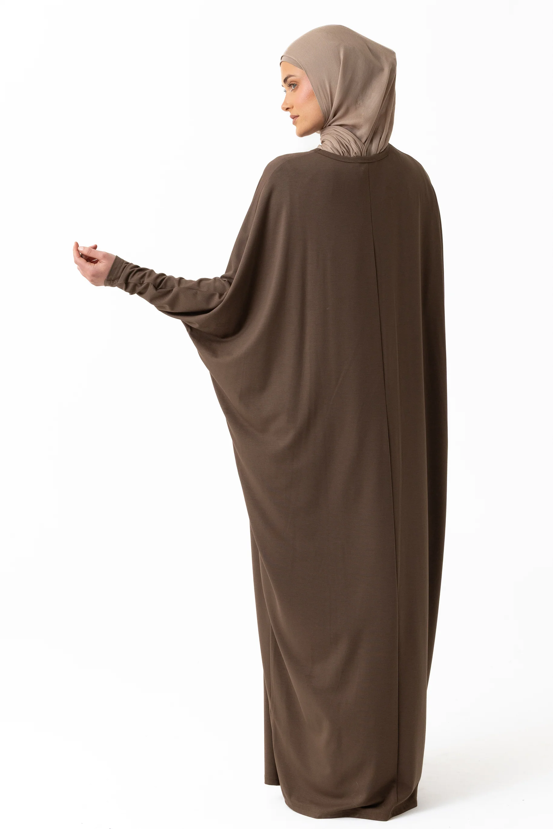 Jersey Batwing Abaya - Truffle - Image 4