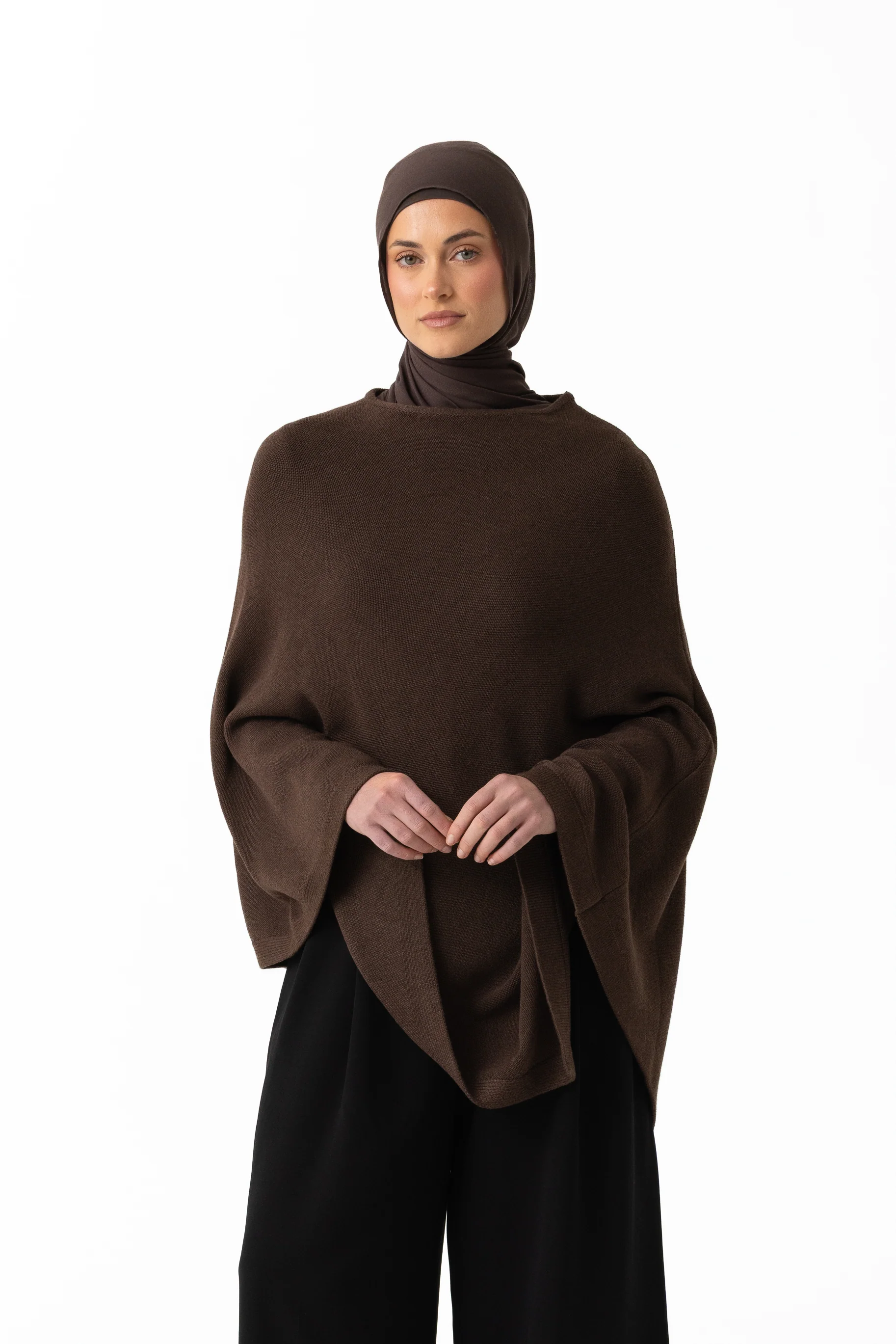 Knit Poncho - Dark Truffle - Image 2
