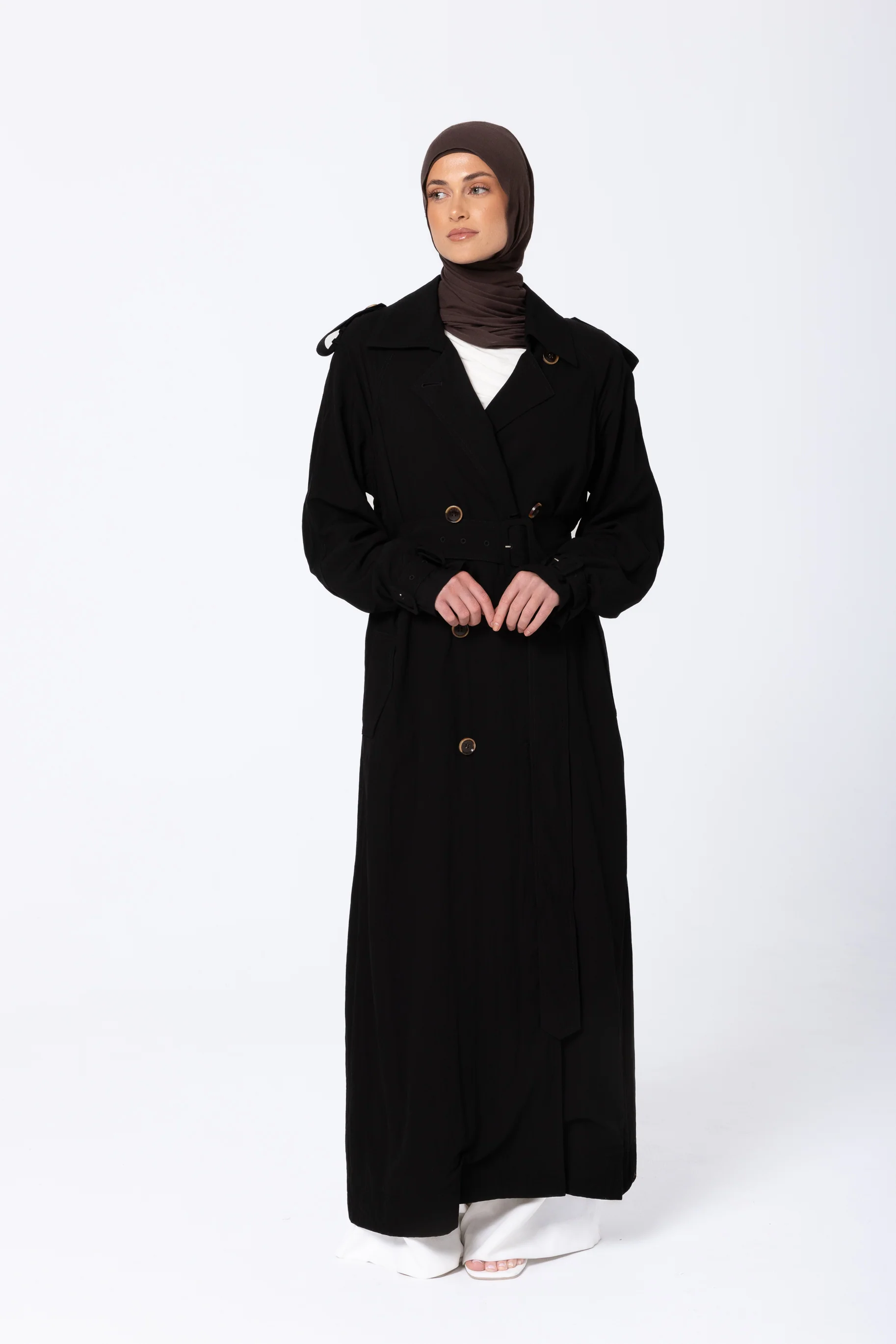Lameesa Lyocell Trench Coat - Black
