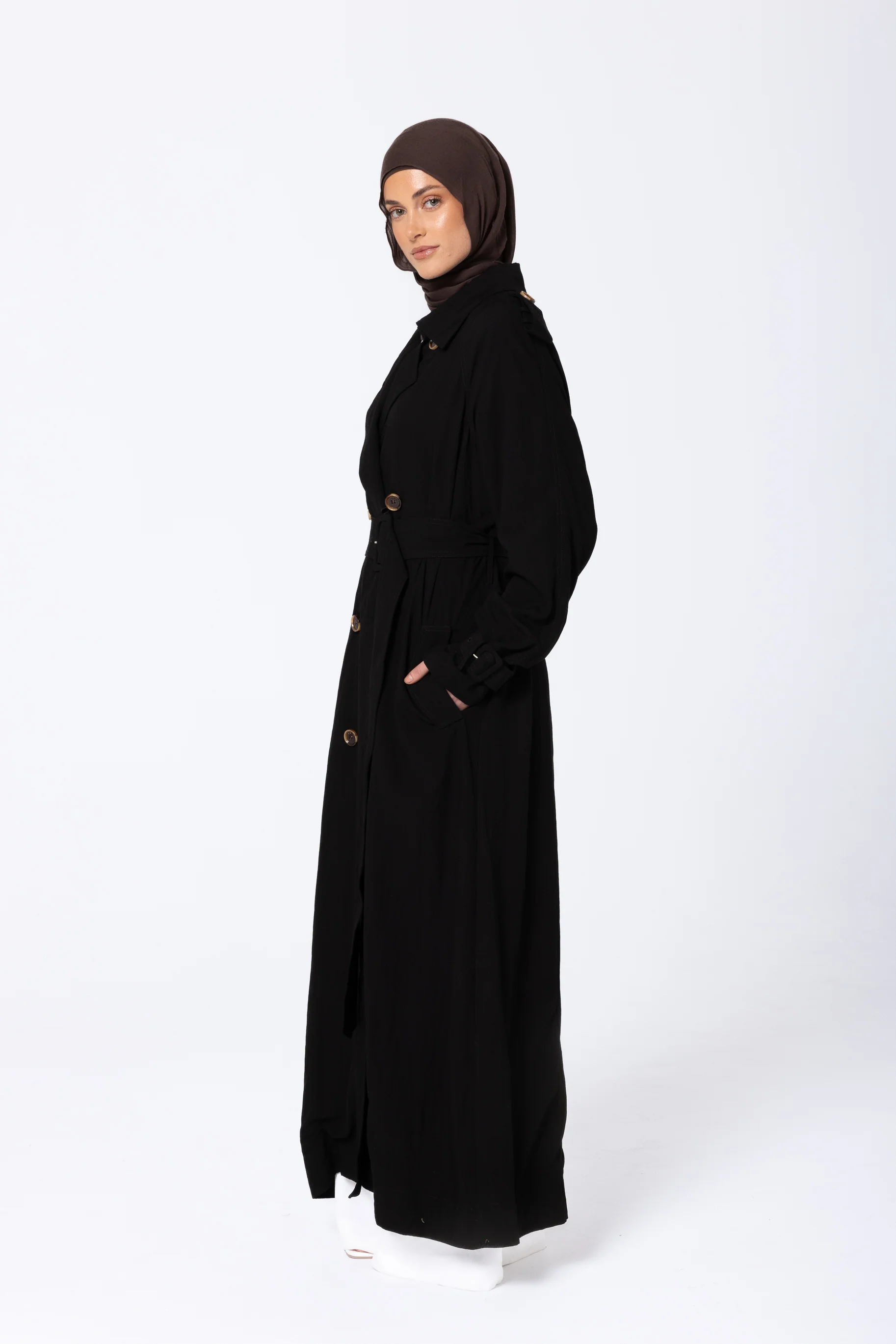 Lameesa Lyocell Trench Coat - Black - Image 2