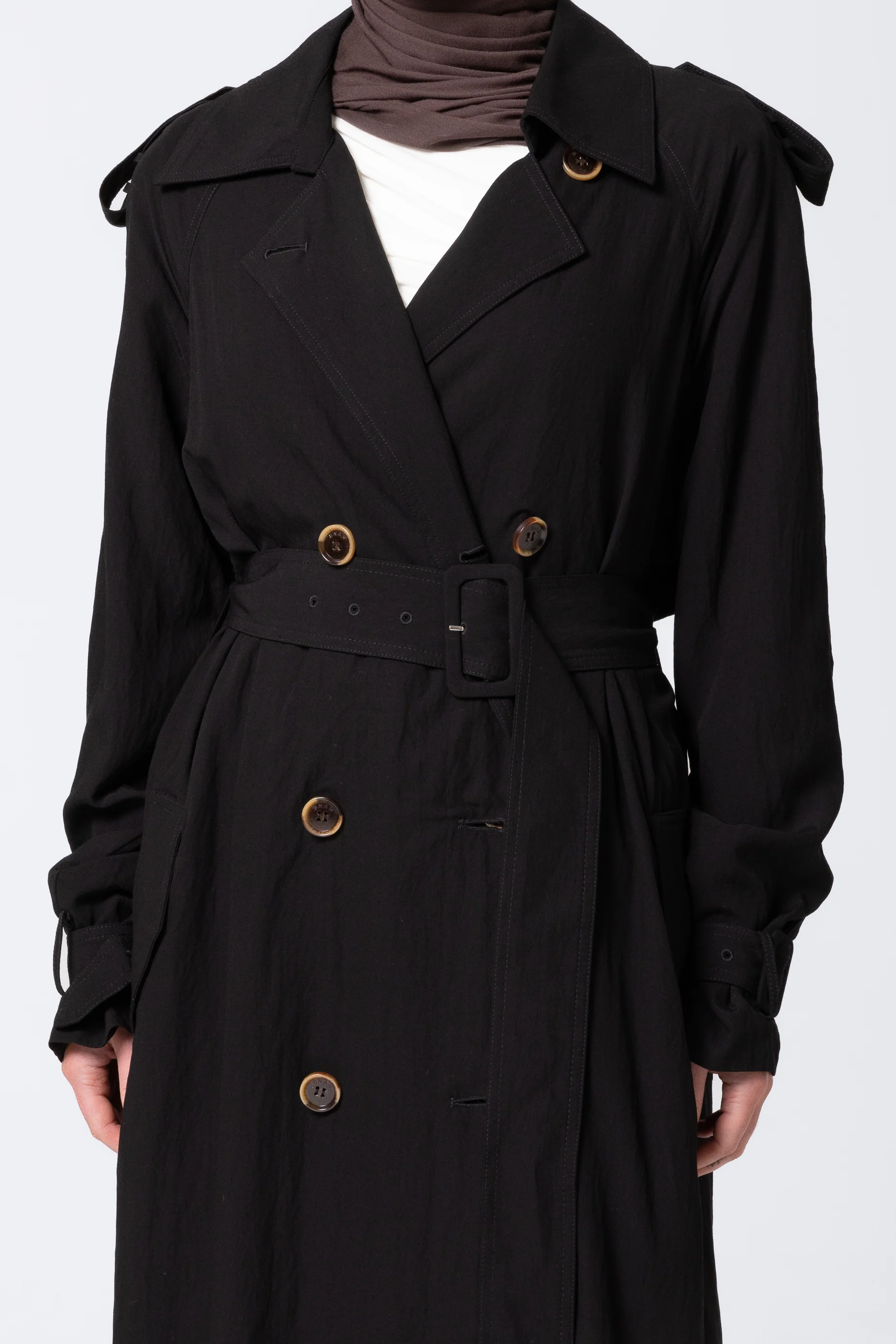Lameesa Lyocell Trench Coat - Black - Image 4