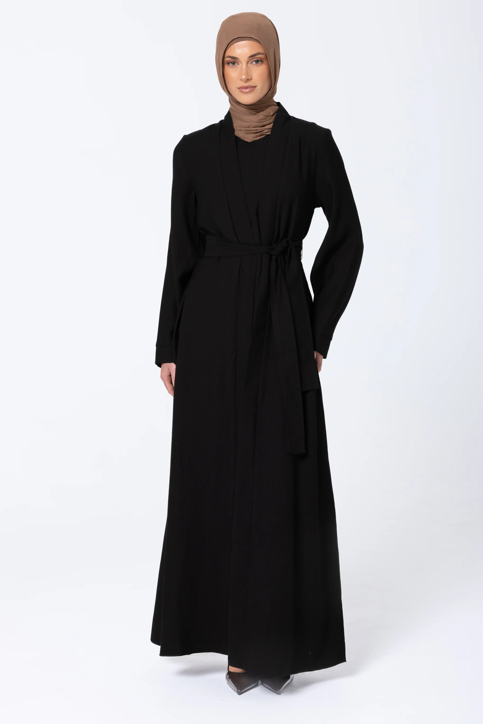 Leen Open Abaya Set - Black