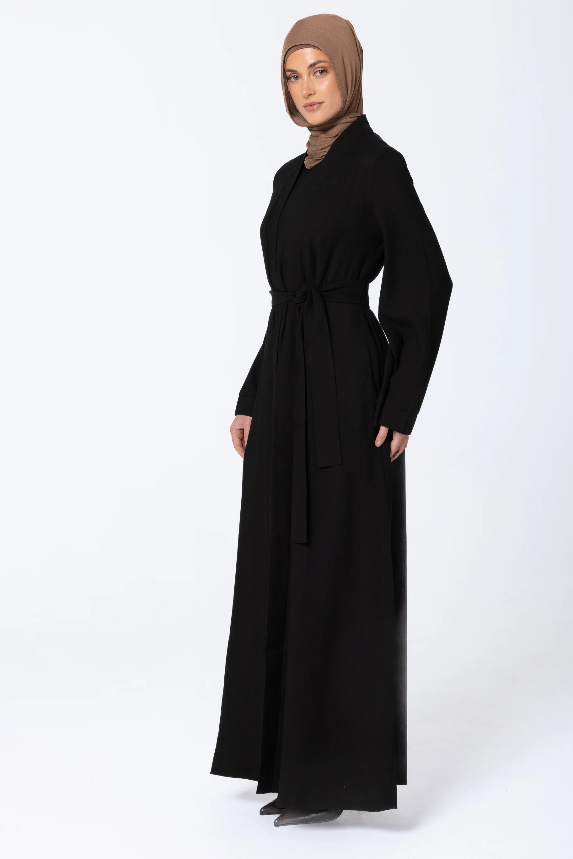 Leen Open Abaya Set - Black - Image 4