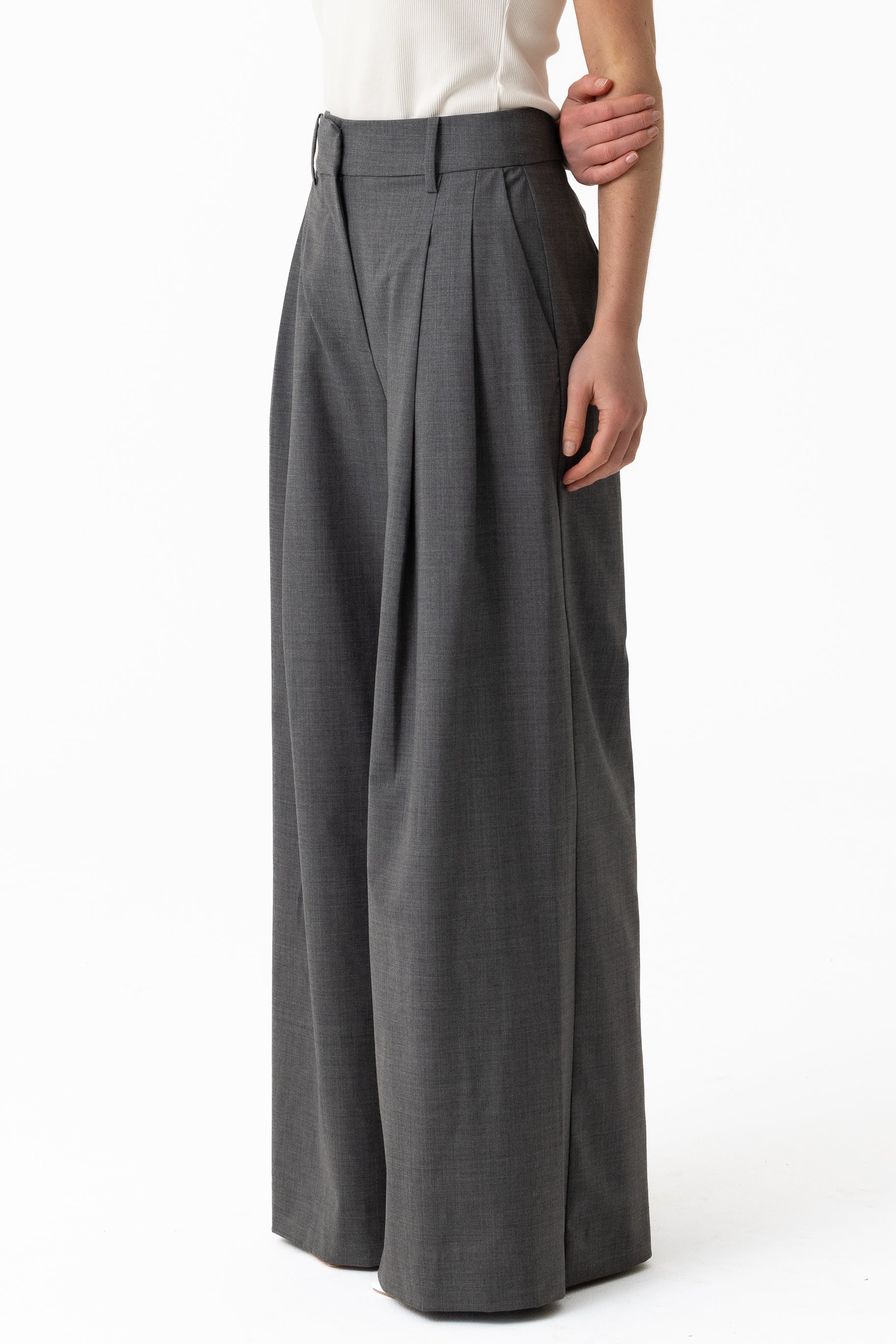 Leena Wool Tailored Pant - Charcoal - Image 2