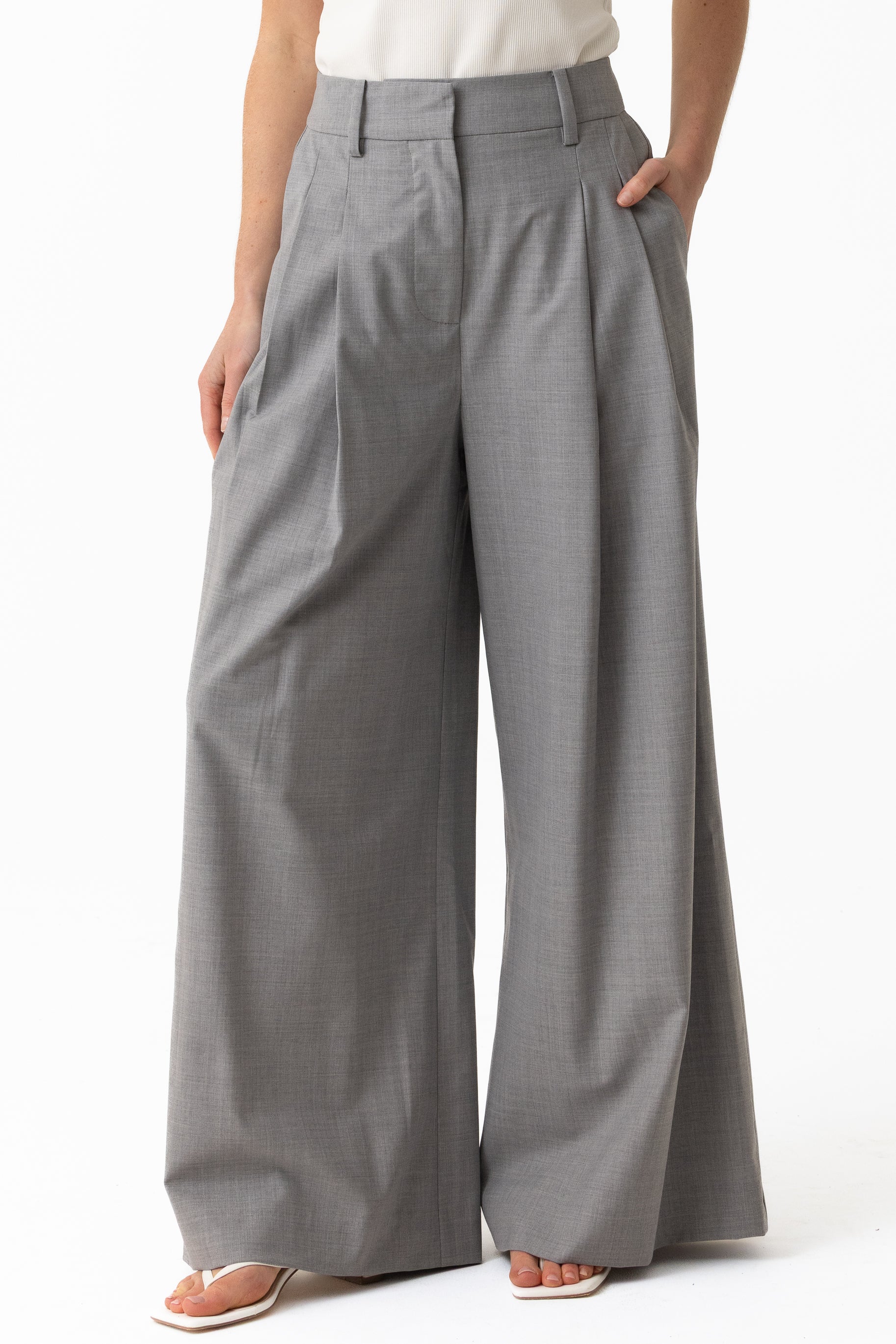 Leena Wool Tailored Pant - Ash Grey - Image 2