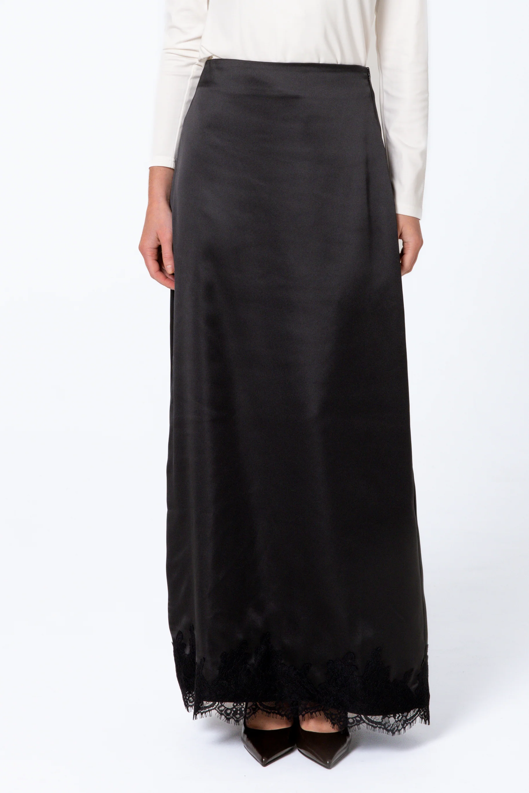 Sabrina Lace Detail Skirt - Black