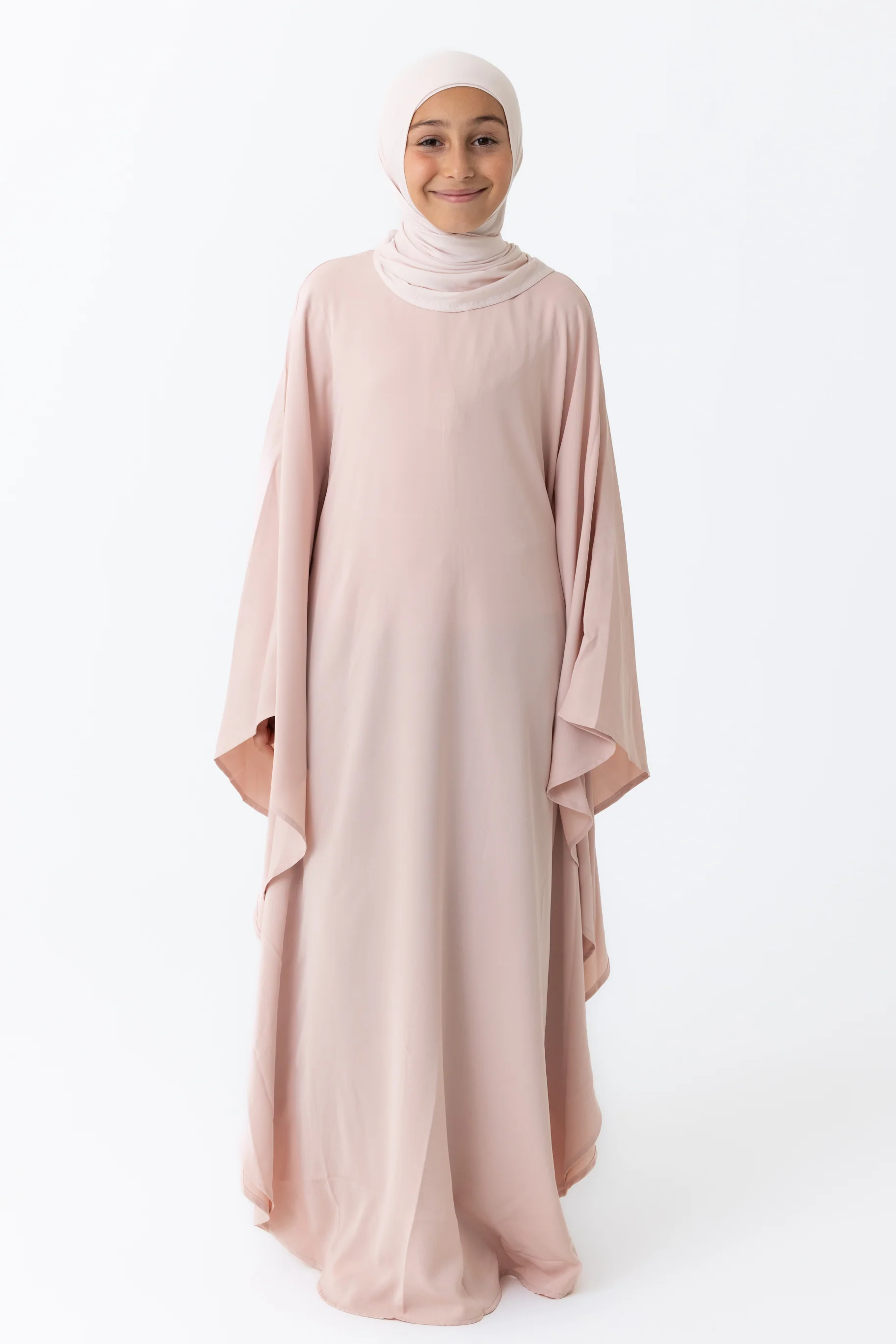 Mini Crepe Batwing Abaya - Pink