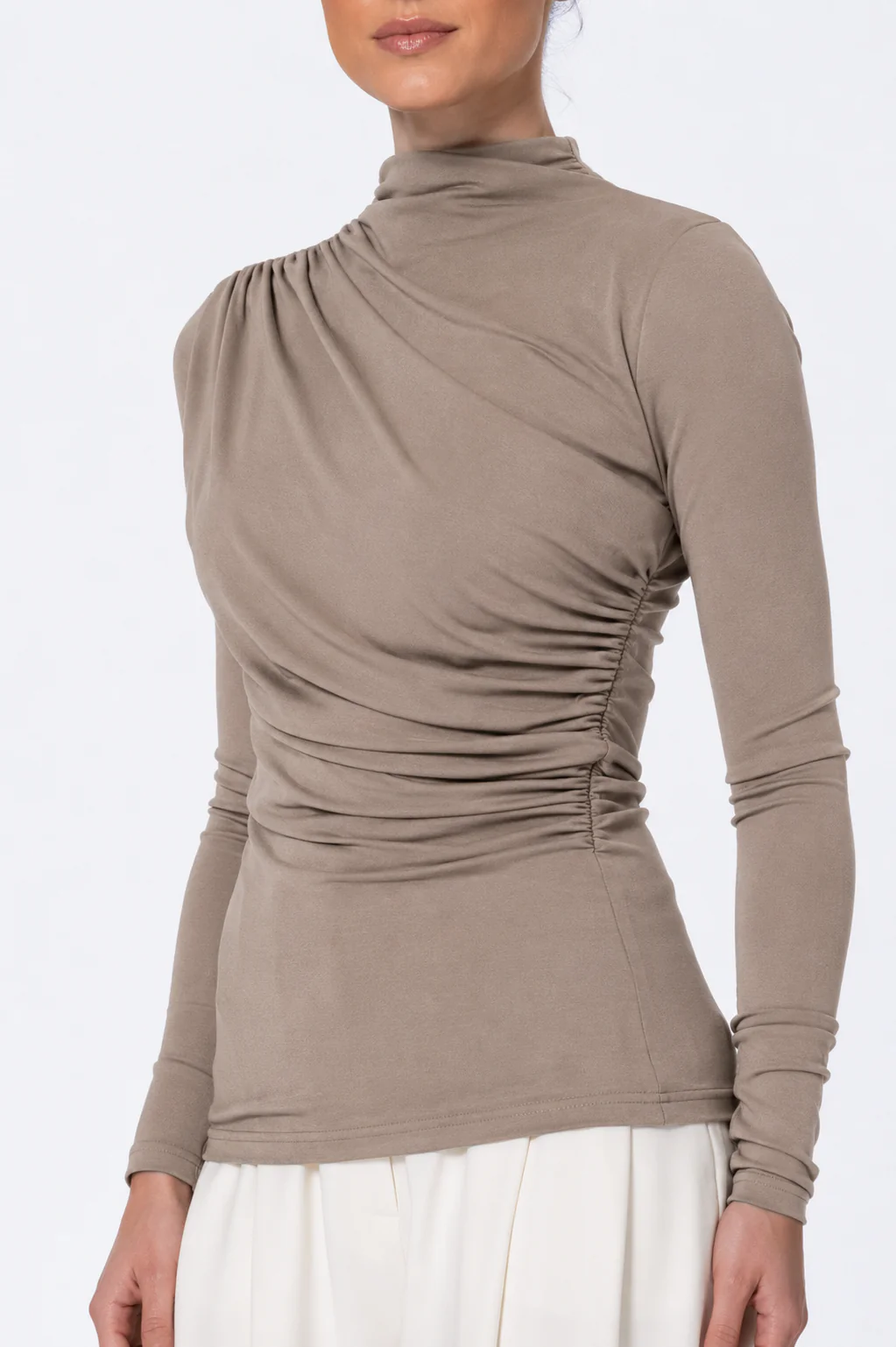 Modal Ruched Top - Taupe