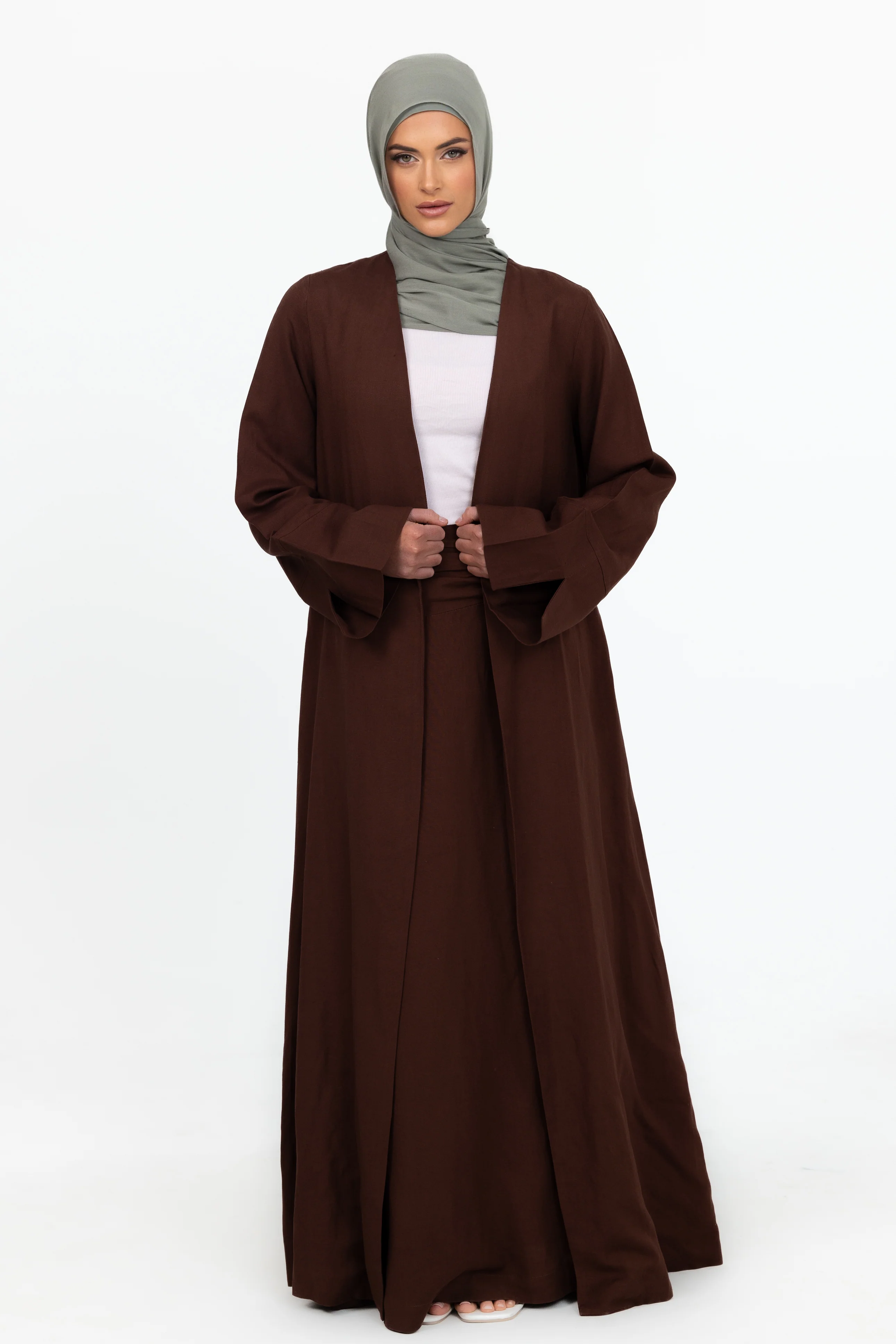 Naila Open Abaya - Chocolate - Image 4