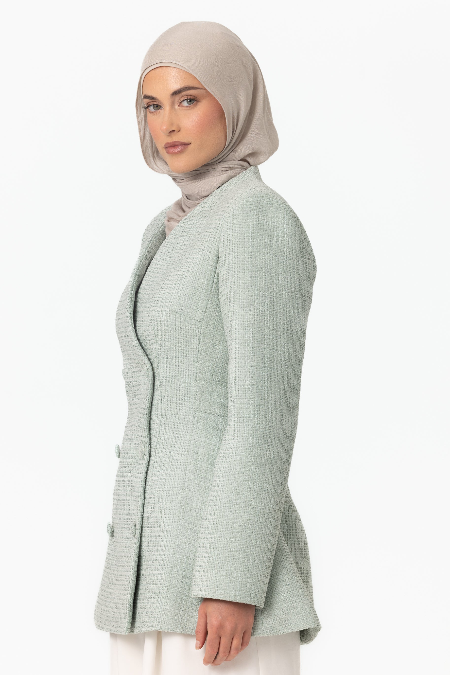 Naomi Tweed Blazer - Mint - Image 4