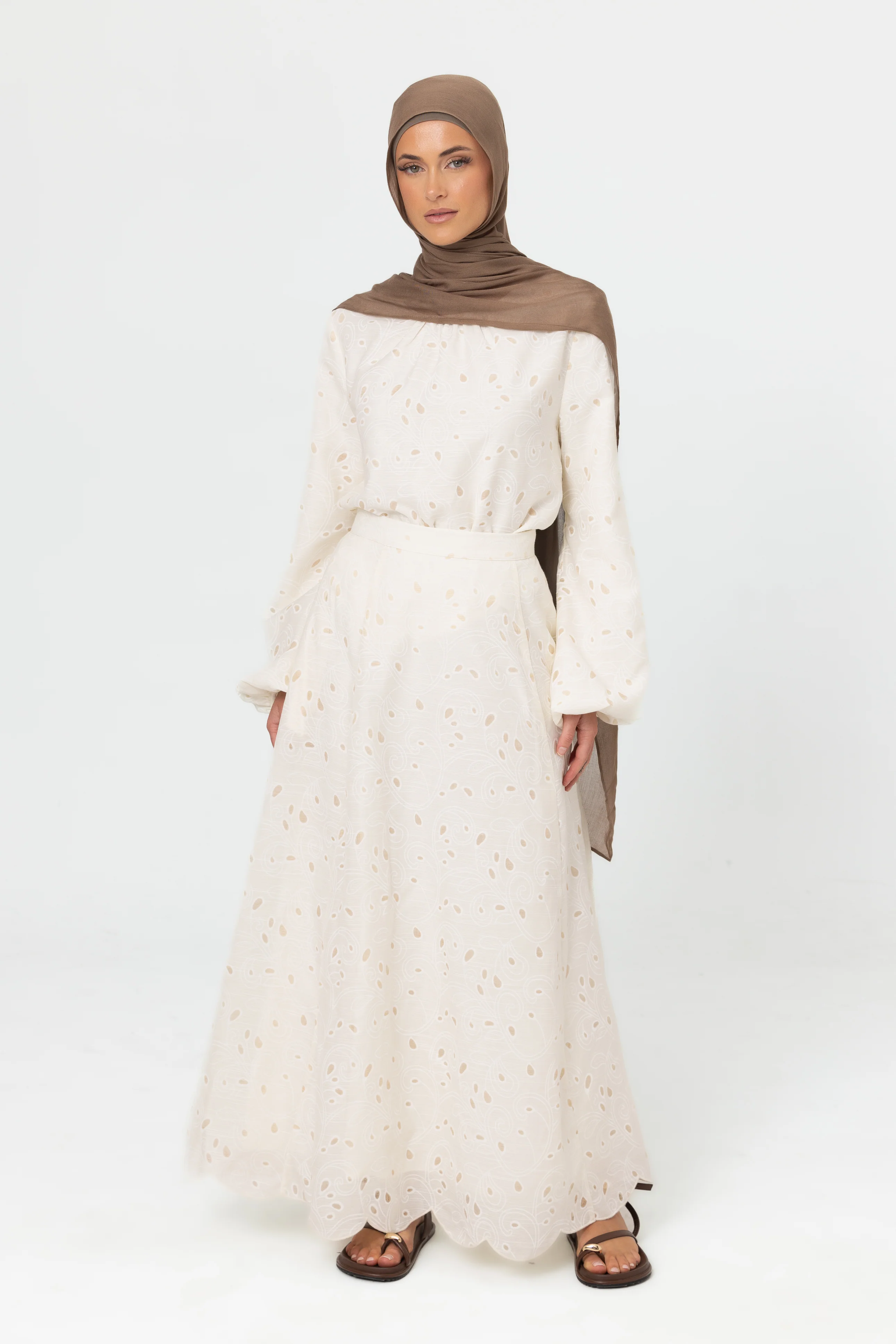 Nasma Embroidered Skirt - White