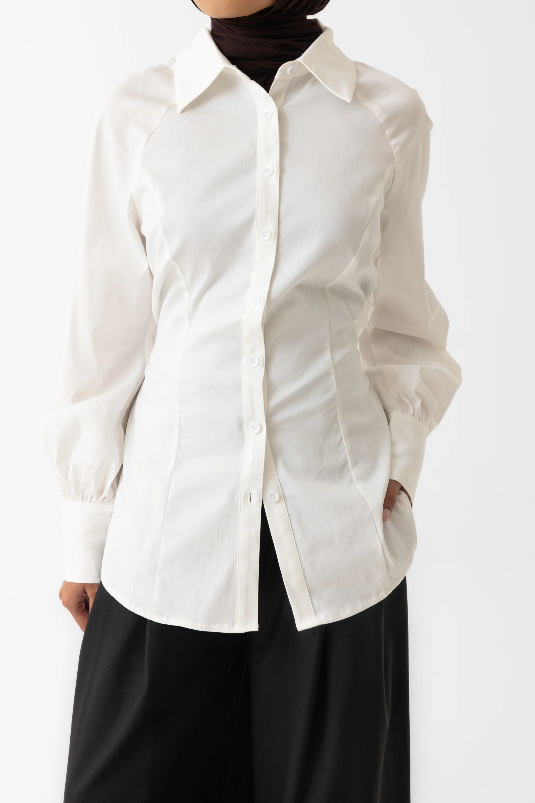 Nes Cinched Blouse - White - Image 4
