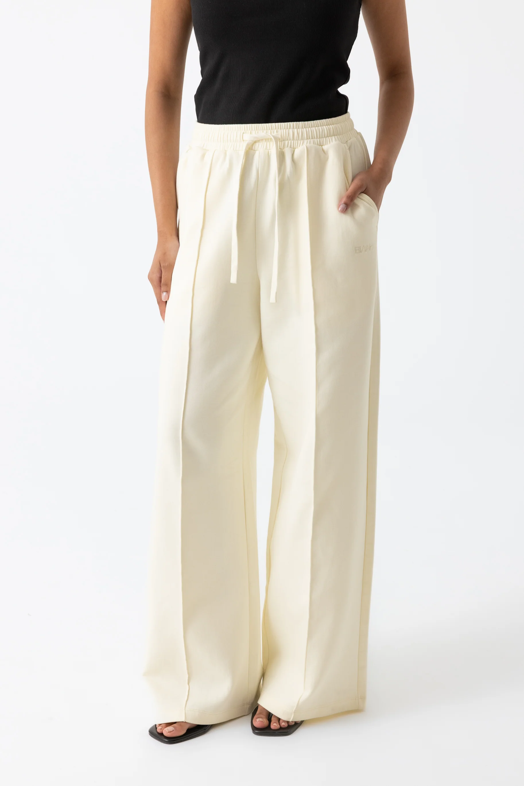 Refined Cotton Track Pants - Ivory