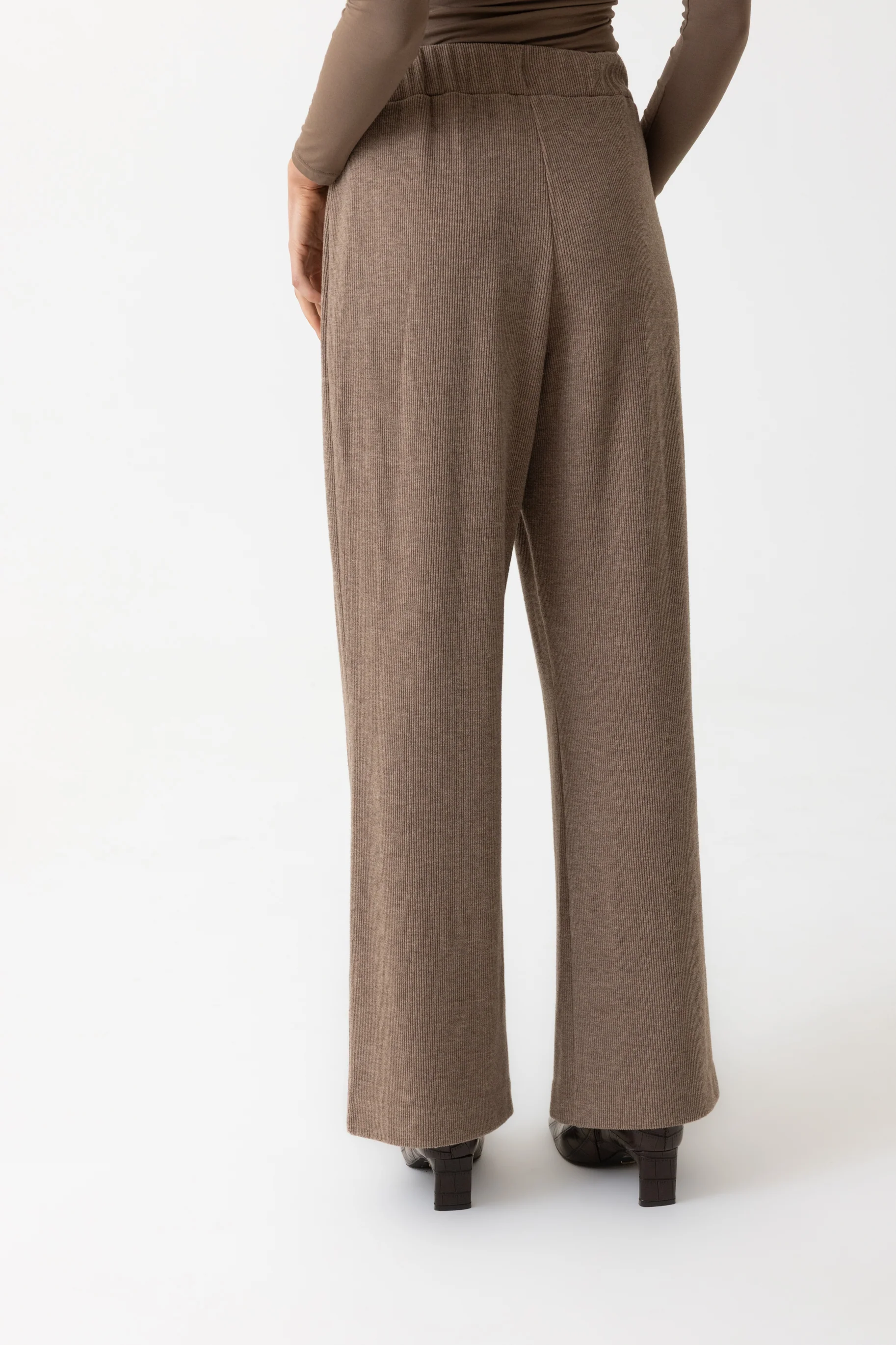 Rib Knit Pants - Taupe - Image 3