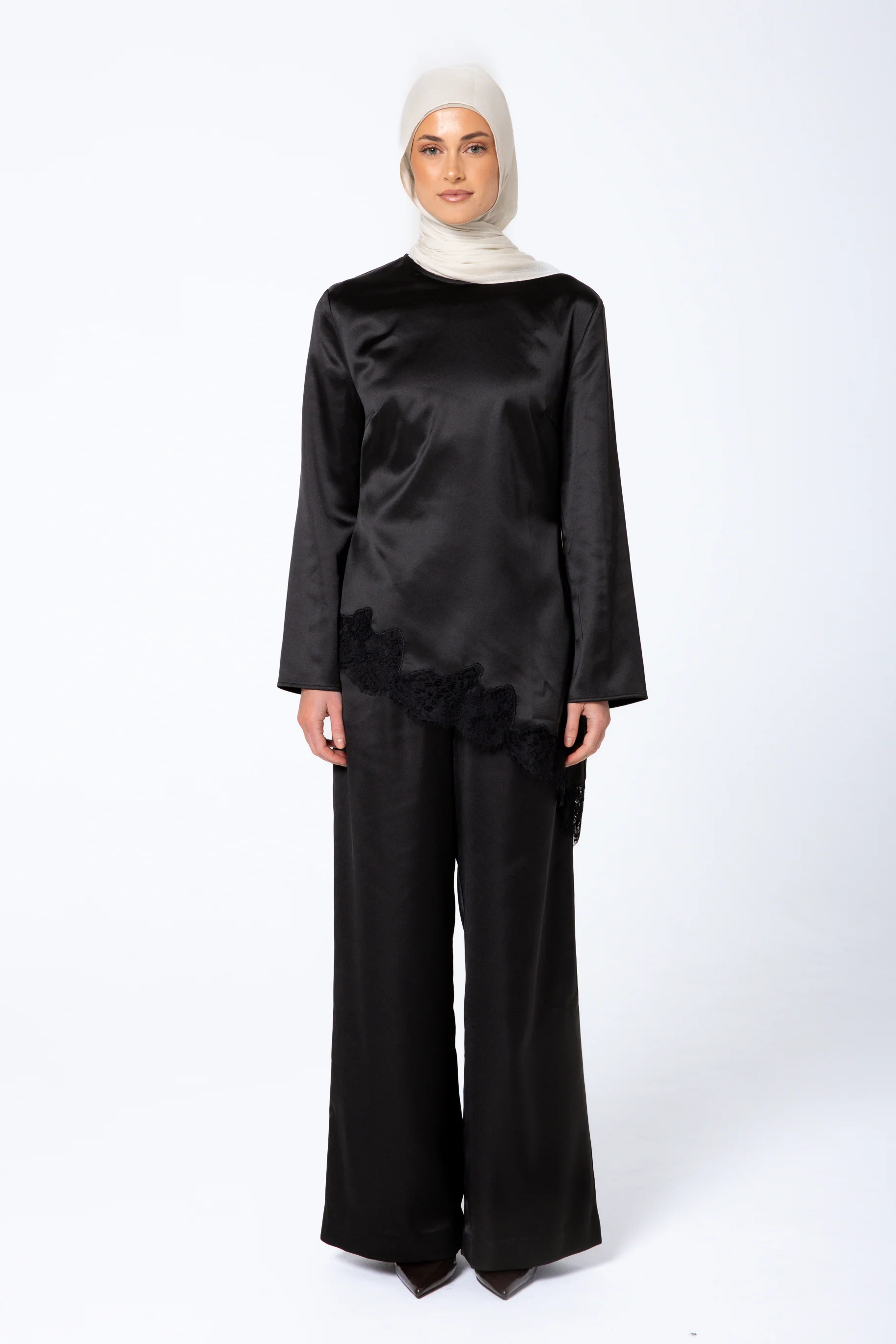 Sabrina Lace Detail Top - Black - Image 2